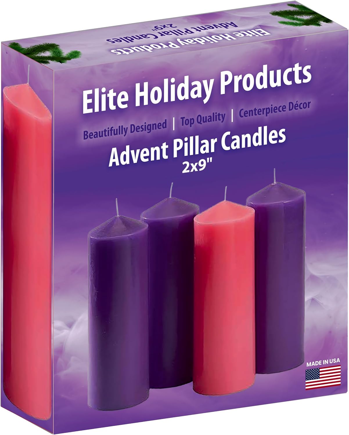 Advent Candle Set of 4 – Pillar Advent Candles - Made In the USA- Christmas Advent Candles for Advent Rings Advent Wreaths, Ring and Wreath Candle Holders - Church & Home Decoration -Velas de Adviento