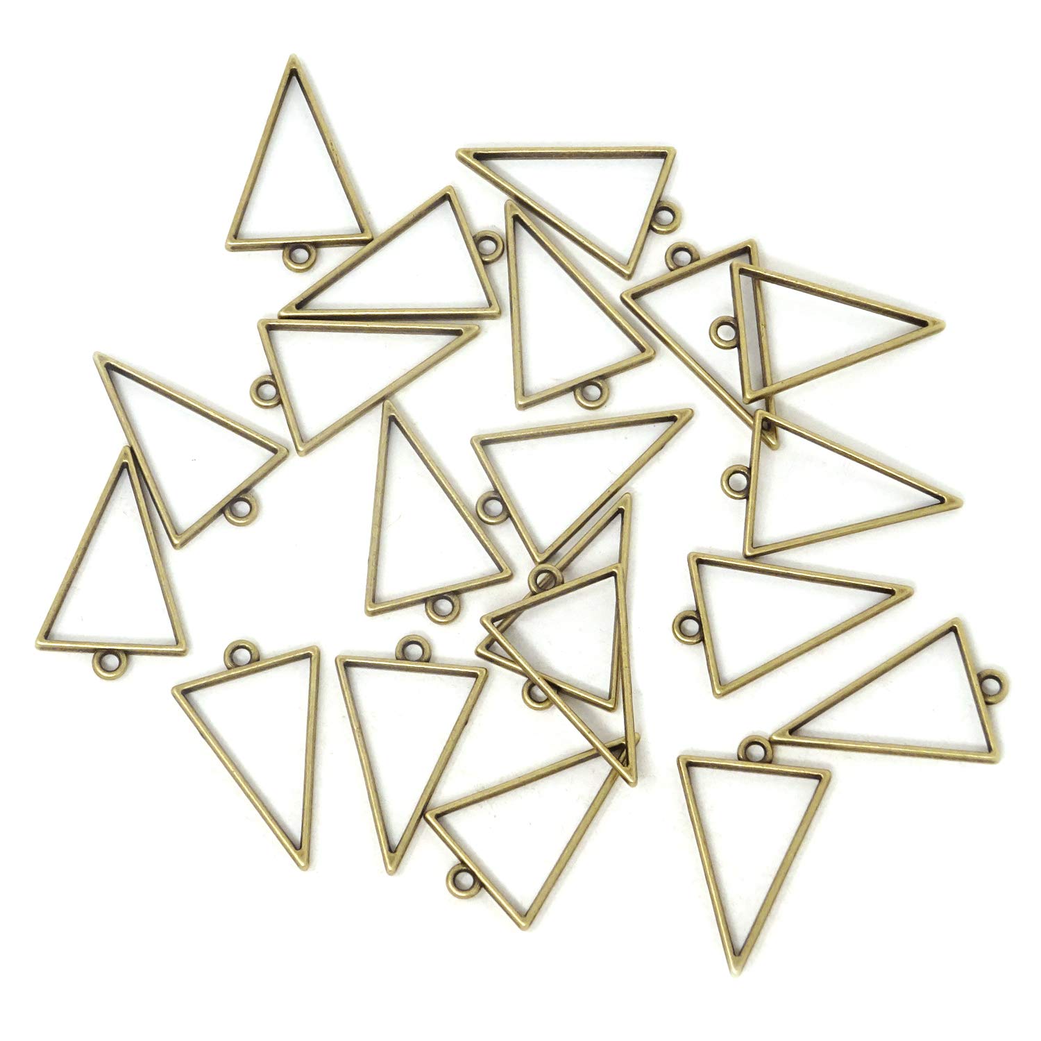 Honbay 20PCS Antique Bronze Triangle Frame Open Back Bezel Pendant for Jewelry Making