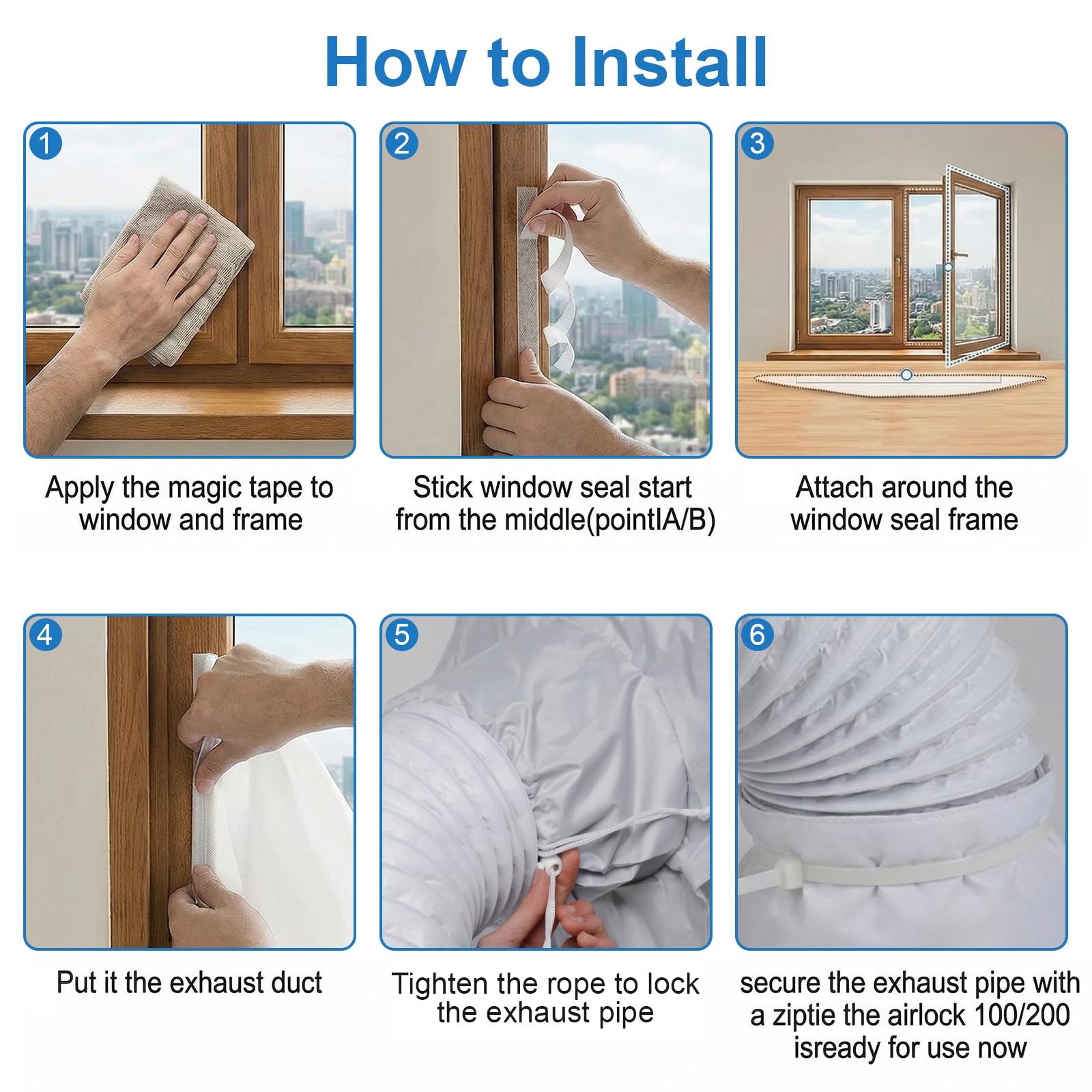 Guarnizione Finestra per Condizionatore Mobili, 400cm Guarnizione Universale per Condizionatore Portatile Kit Finestra Hot Air Stop, Window Seal per Asciugatrice (Facile da Installare)