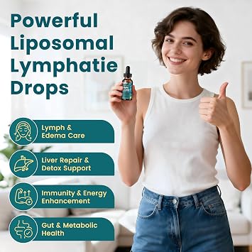 Liposomal Lymphatic Drainage Drops - 21 in 1 Liver Cleanse Detox & Repair with Milk Thistle, Echinacea, Burdock Root, Liposomal Glutathione, Vitamin Complex ''Lymph-Liver'' Gut & Metabolic Health