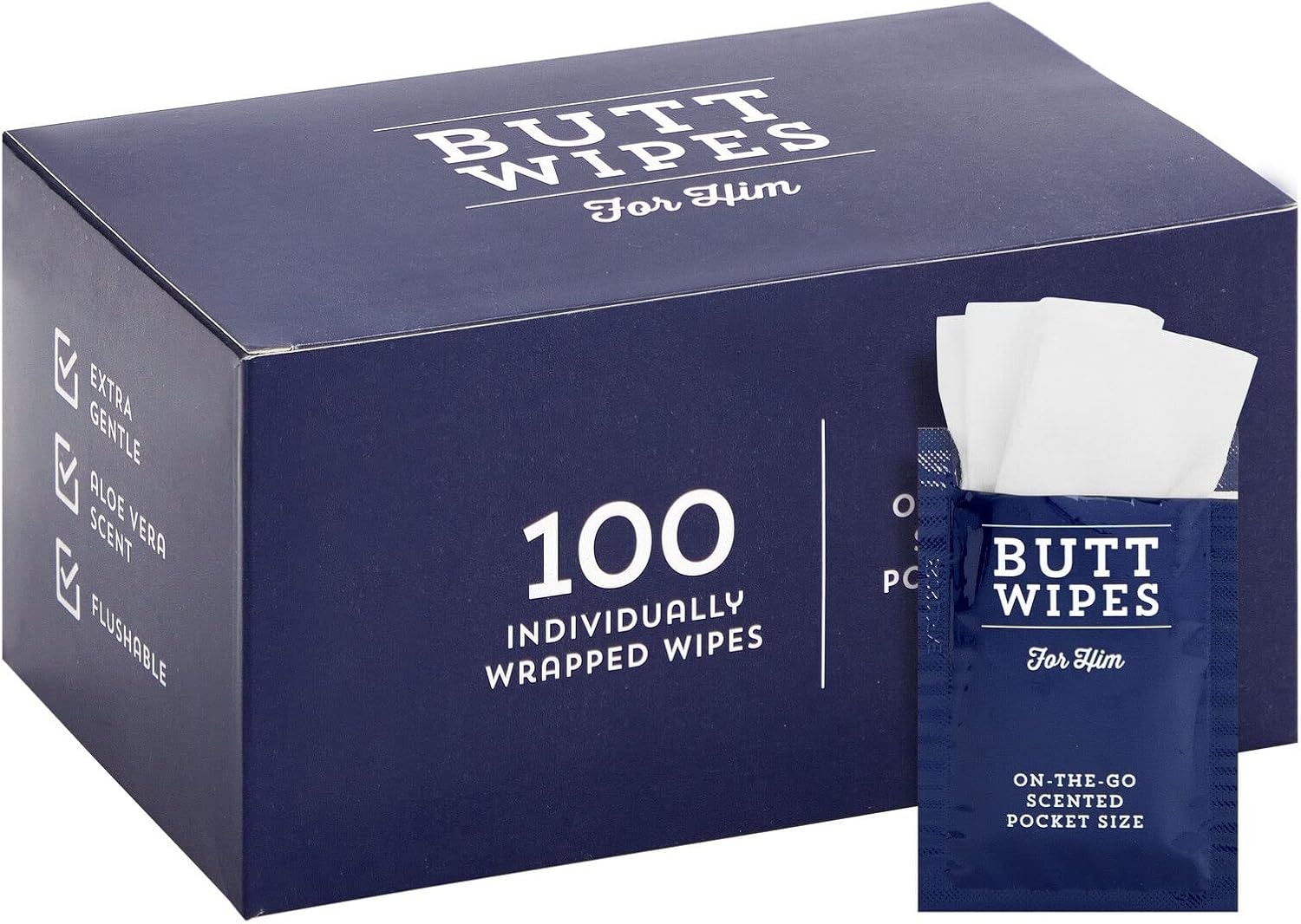100 Pack Butt Wipes for Men, Flushable Wet Wipes for Travel