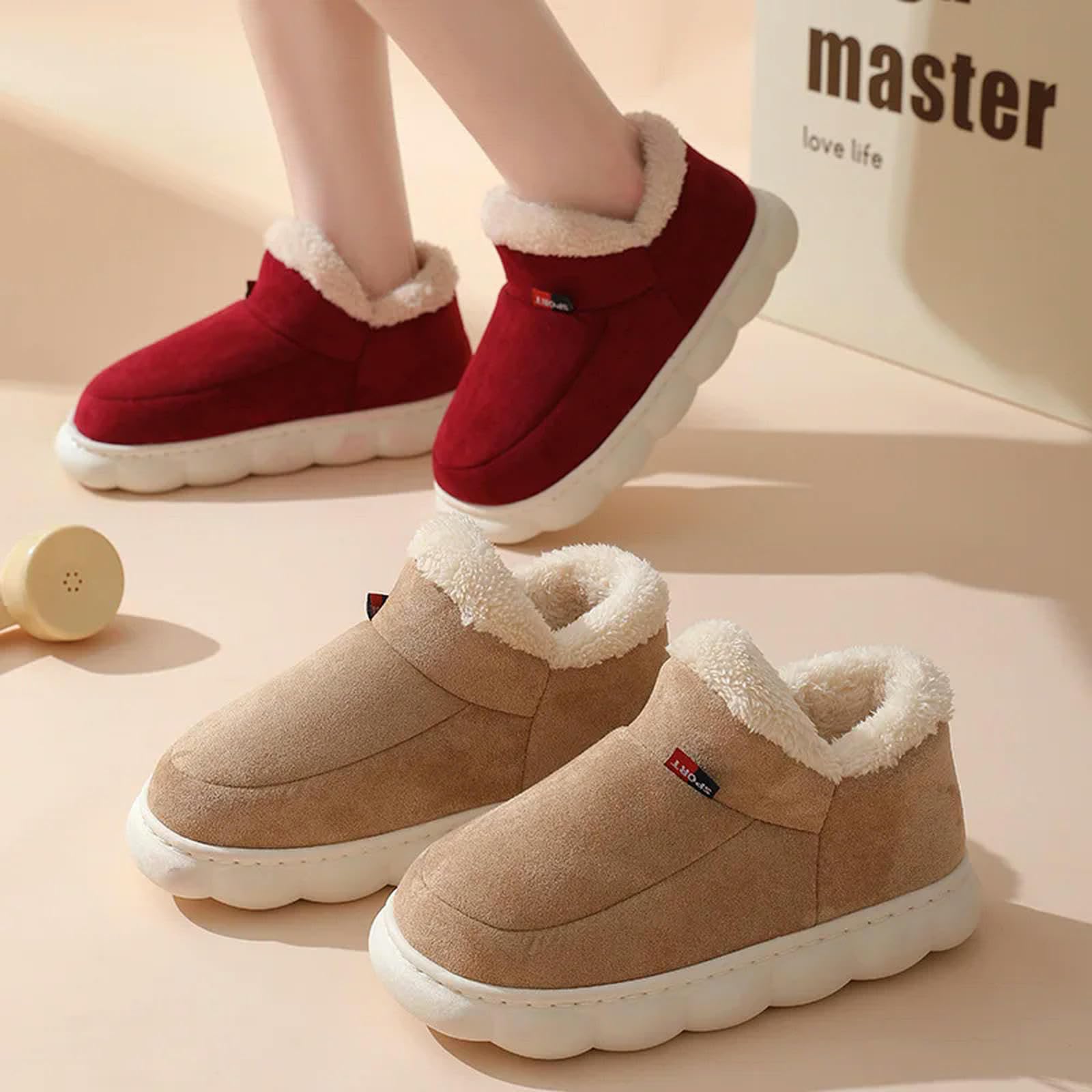 Pantofole Invernali in Cotone Peluche da Uomo Piatto Pantofole Inverno All'aperto Soffice Uomo Caldo in Cotone Stivali Accoglienti in Pelliccia- Blue1-44-45 (fit42-43)
