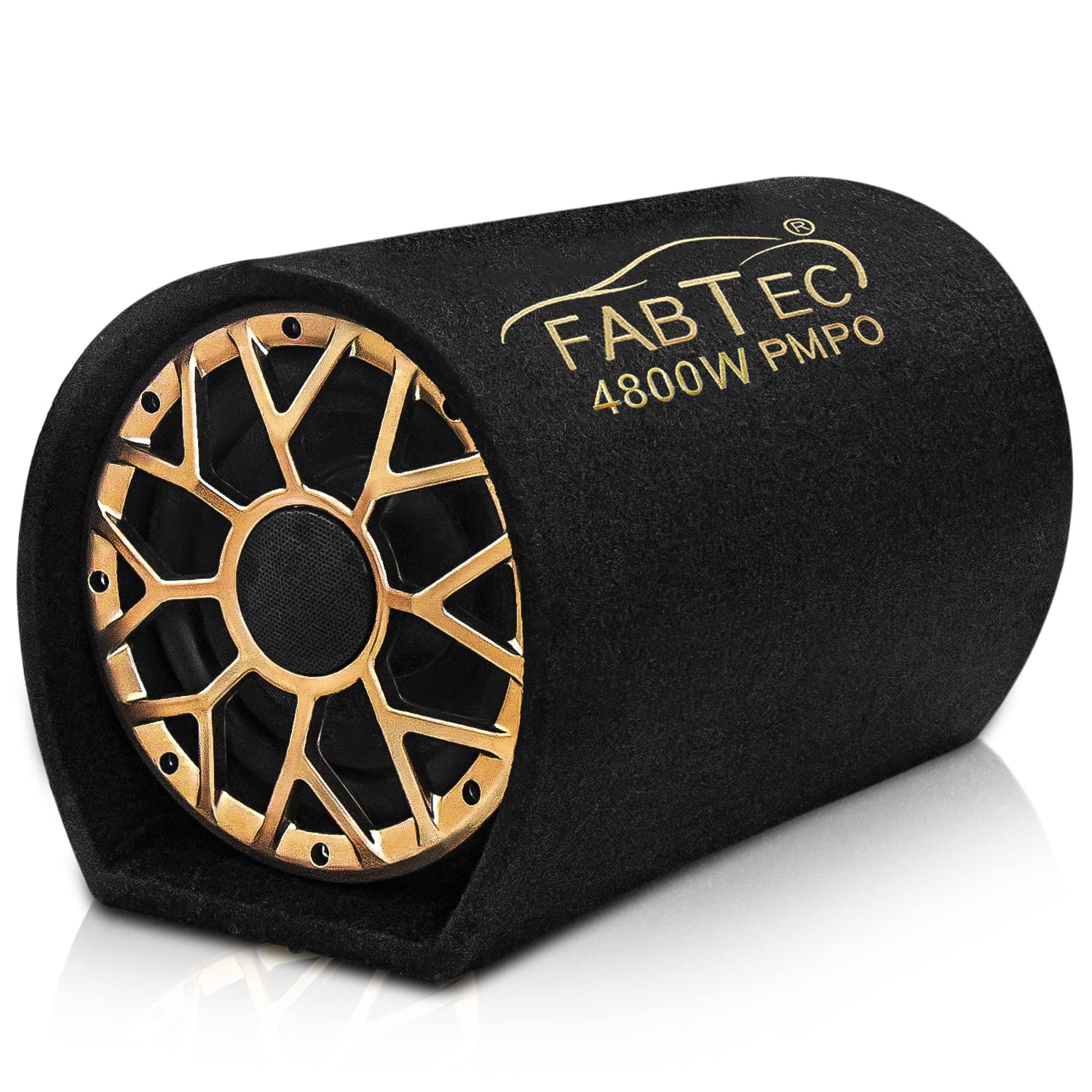 FABTEC 10 Inch Active Super Bass Tube Subwoofer for Car with Inbuilt Amplifier 4800W (Black