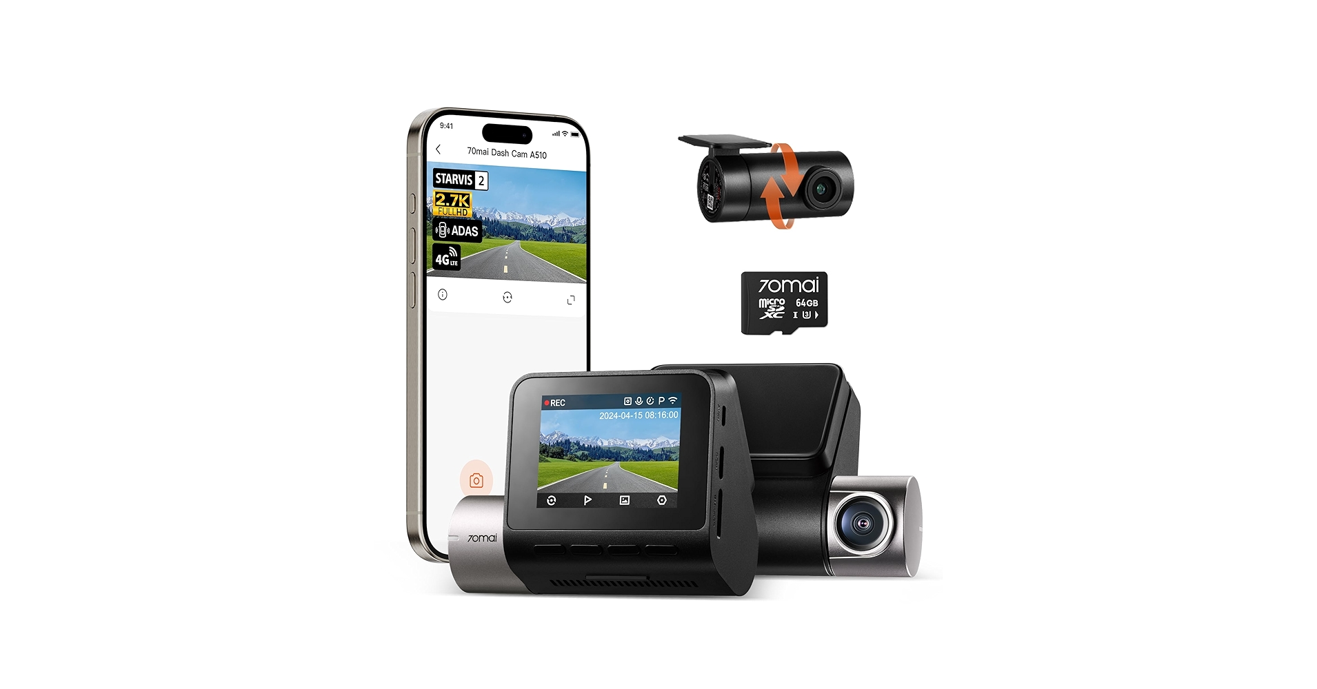 70mai A510 STARVIS 500万画素 GPS Amazon.com: 70mai Dash Cam Front and Rear A510,1944P+1080P