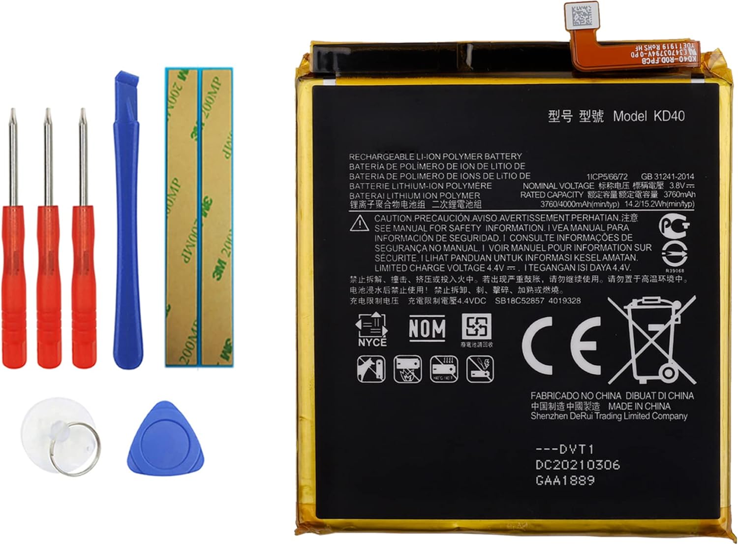 KD40 Battery Compatible with Moto G8 Plus XT2019-1 XT2019-2 with Tools