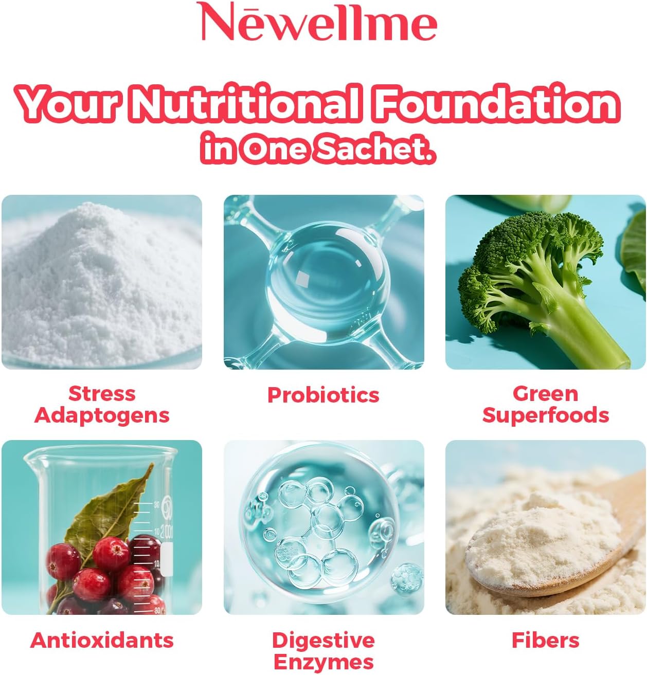 NEWELLME Happy Cleaner Superfood Powder | Digestive & Gut Health, Prebiotics & Probiotics for Women & Men, Support for Bloating & Regularity, Vegan Sugar-Free, Watermelon & Berry Flavors, 28 Sachets - Image 4