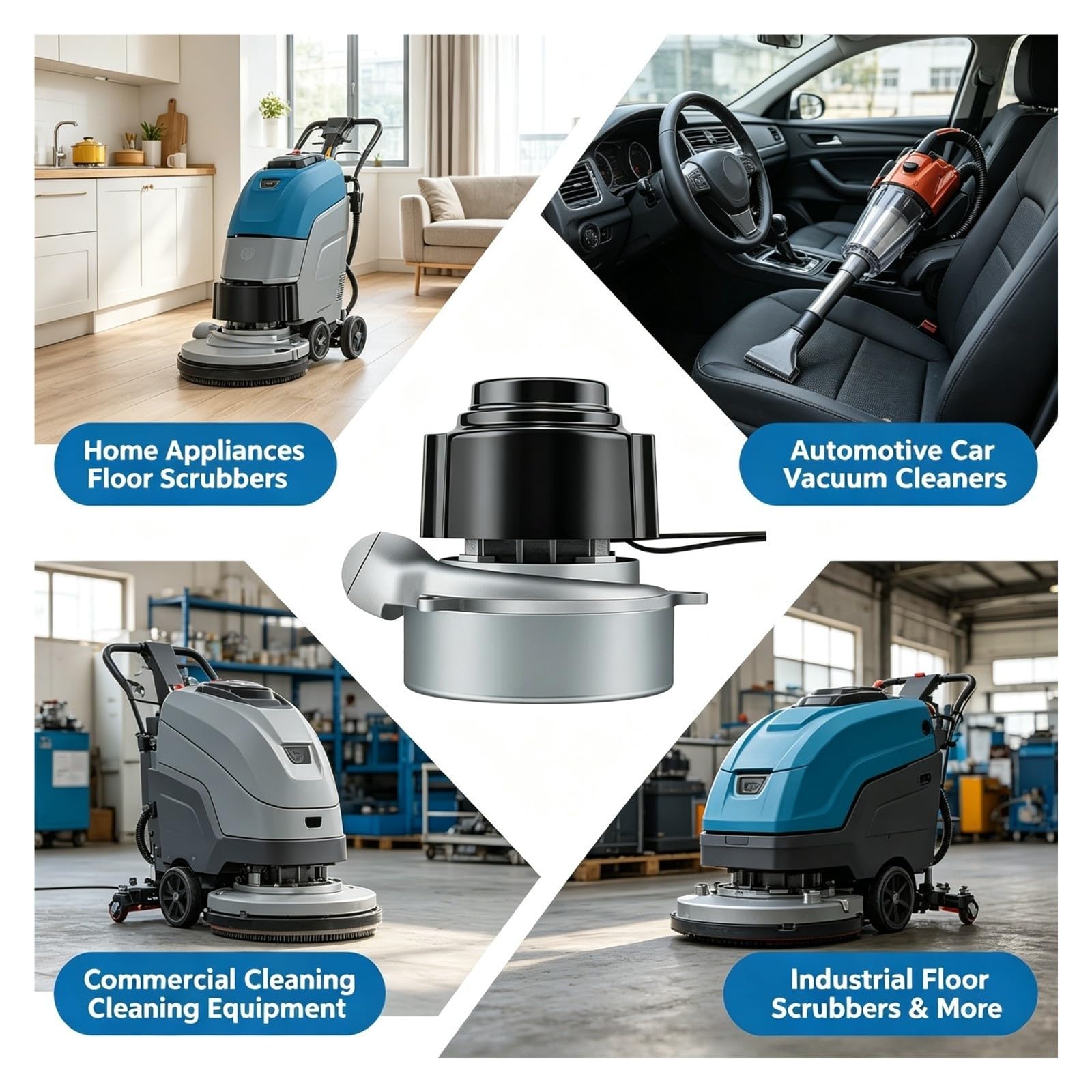 Motor de fregadora abocinado 220V, repuesto for equipos compatibles