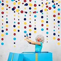Vista 6 de Decoraciones de Fiesta de Puntos Circulares Rojos Azules Amarillos Guirnalda de Lunares Colgantes de Papel Serpentina de Lunares para Carnaval Circo