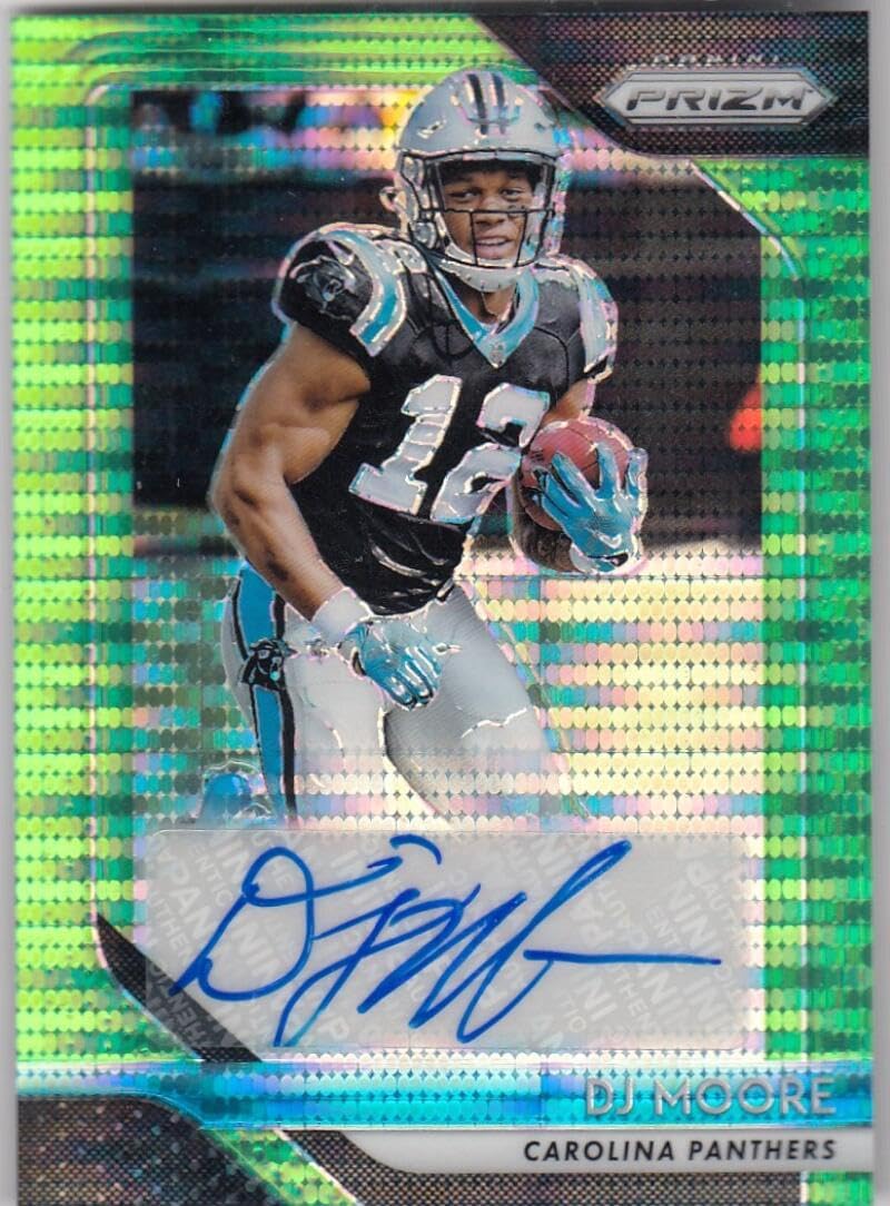 Football Trading Card 2018 Panini Prizm Prizm Neon Green Pulsar #207 DJ Moore Rookie NM Near Mint AUTO Panthers