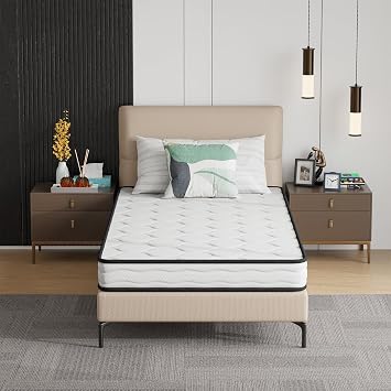 PayLessHere | 6 Inch Twin Mattress | Medium Firm Hybrid Mattress | White | CertiPUR-US