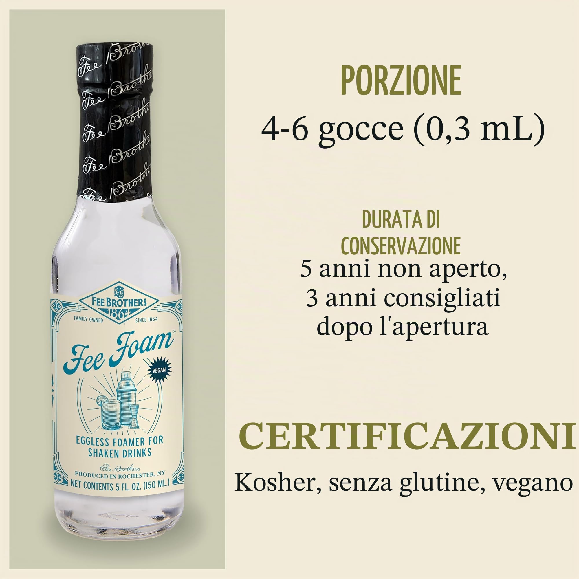 Fee Brothers Fee Foam - Bottiglia di vetro da 5 once