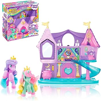 CRAZE Magic Ponys School   Playset with Toy Figures & Glow-in-the-Dark Pony   Three-Storey Dollhouse for Children, Girls Horse Toys & Pony Toy Gift Set