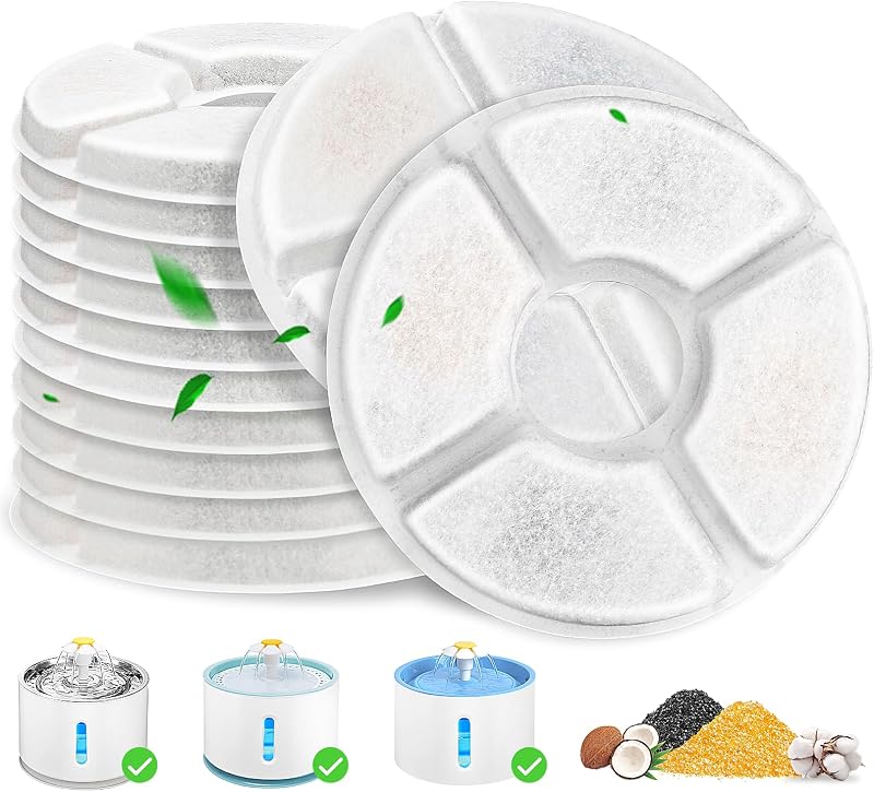 Refil para Fonte de Água para Gatos Beyolike com Tripla Filtragem e Carvão Ativado, 12 Unidades