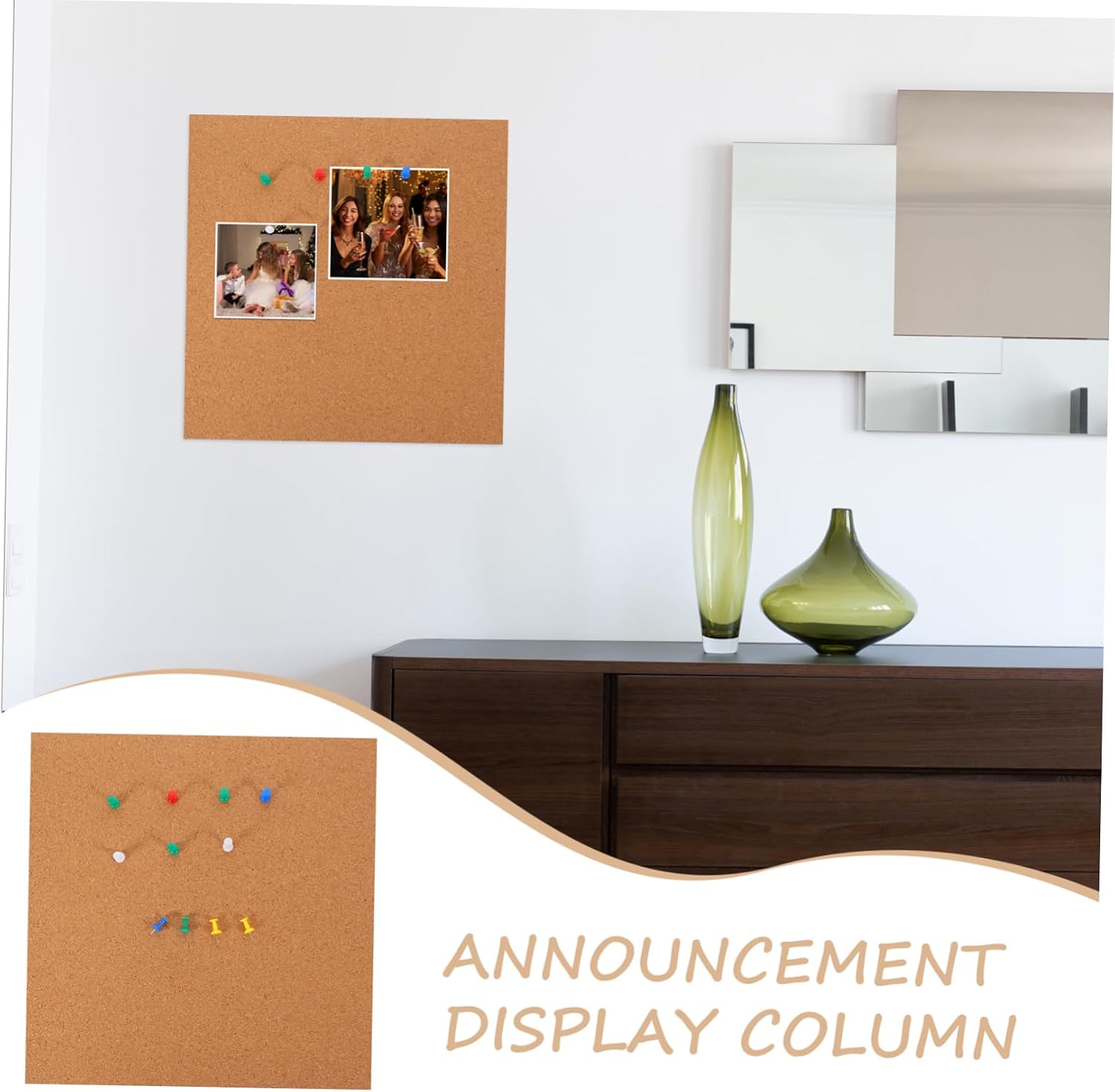 1set Reusable Cork Board Message Board Self-Adhesive Soft Cork Tiles for Photos and Announcements Lightweight Design for Home Office Classroom and More