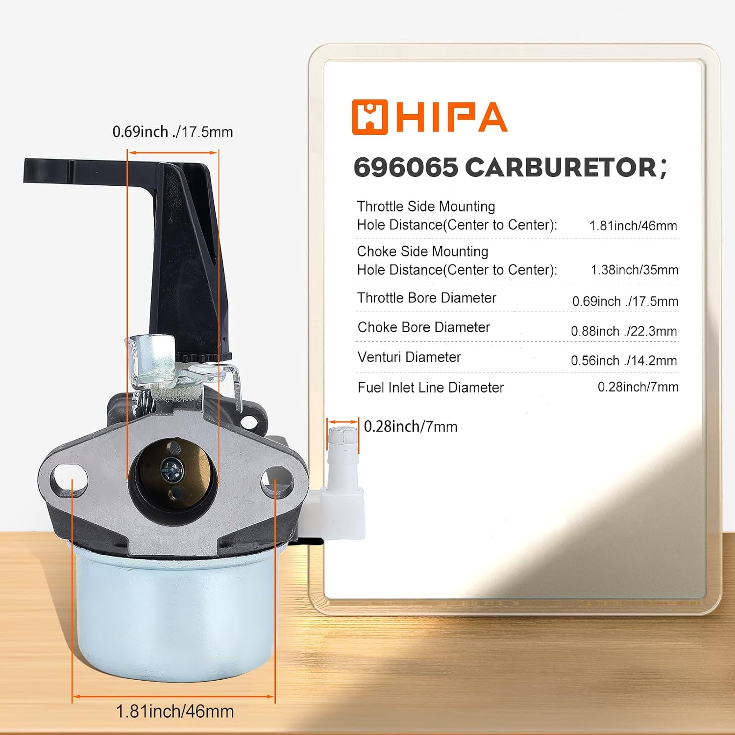 Hipa 696065 Carburetor Replace 215369 697422 for Brigs and Straton 110402 110412 6HP 6.5HP 5HP 5.5HP 7HP Generator Intek Motor Engine Tiller Water Pump Carb With Mounting Gaskets