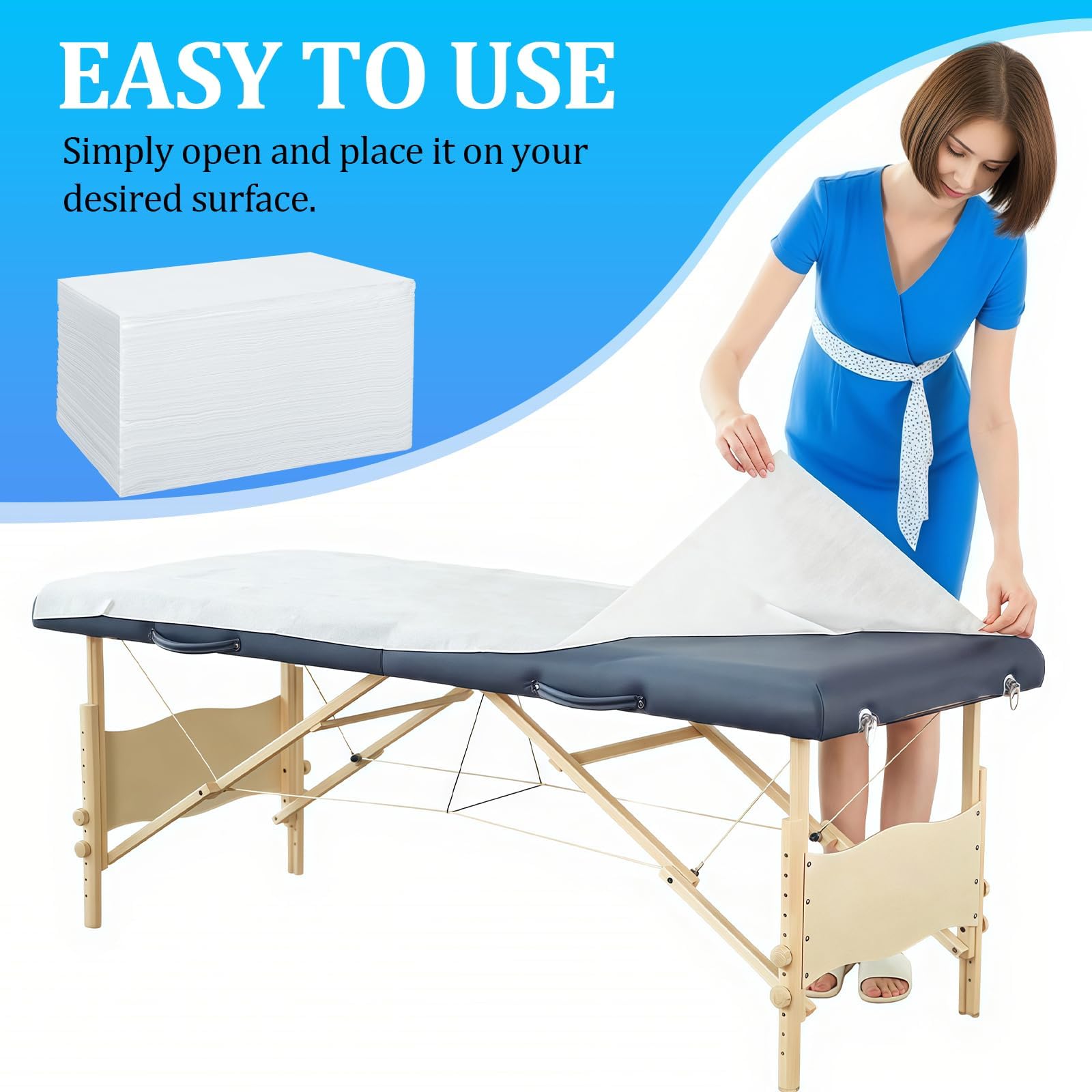 Disposable White Massage Table Bed Sheets, Non-Woven Fabric