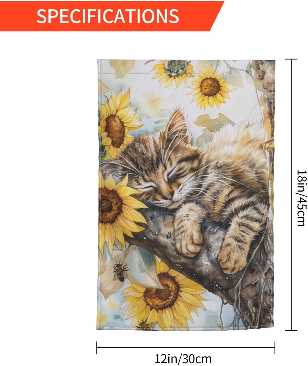 Cute Cat Garden Flag 12x18 Inch Double Sided, Sunflower Yard Flag For Outdoor, Summer Seasonal Decors For Farmhouse Holiday Outside - Image 8