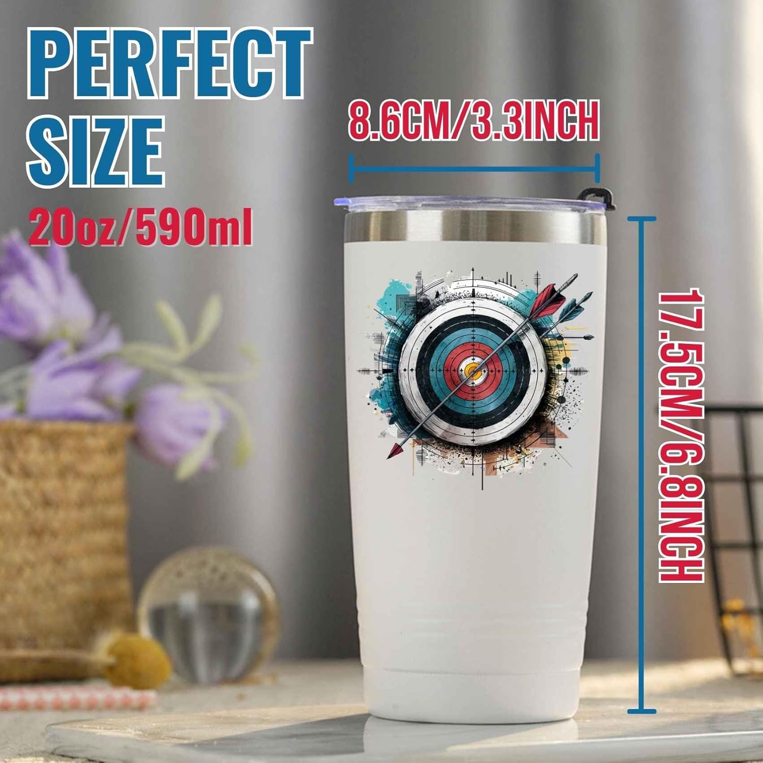 Onebttl Archery Gifts with Archery Target for Archery Lovers, 20oz Stainless Steel Travel Mug, Perfect for Women & Girls & Birthday & Christmas, White - Image 6