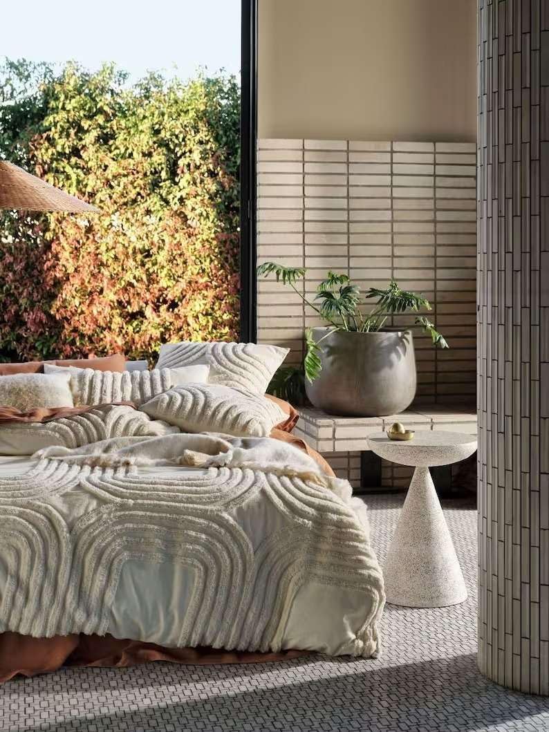 Tufted Duvet Cover Full Double Boho Bedding Tufted Full