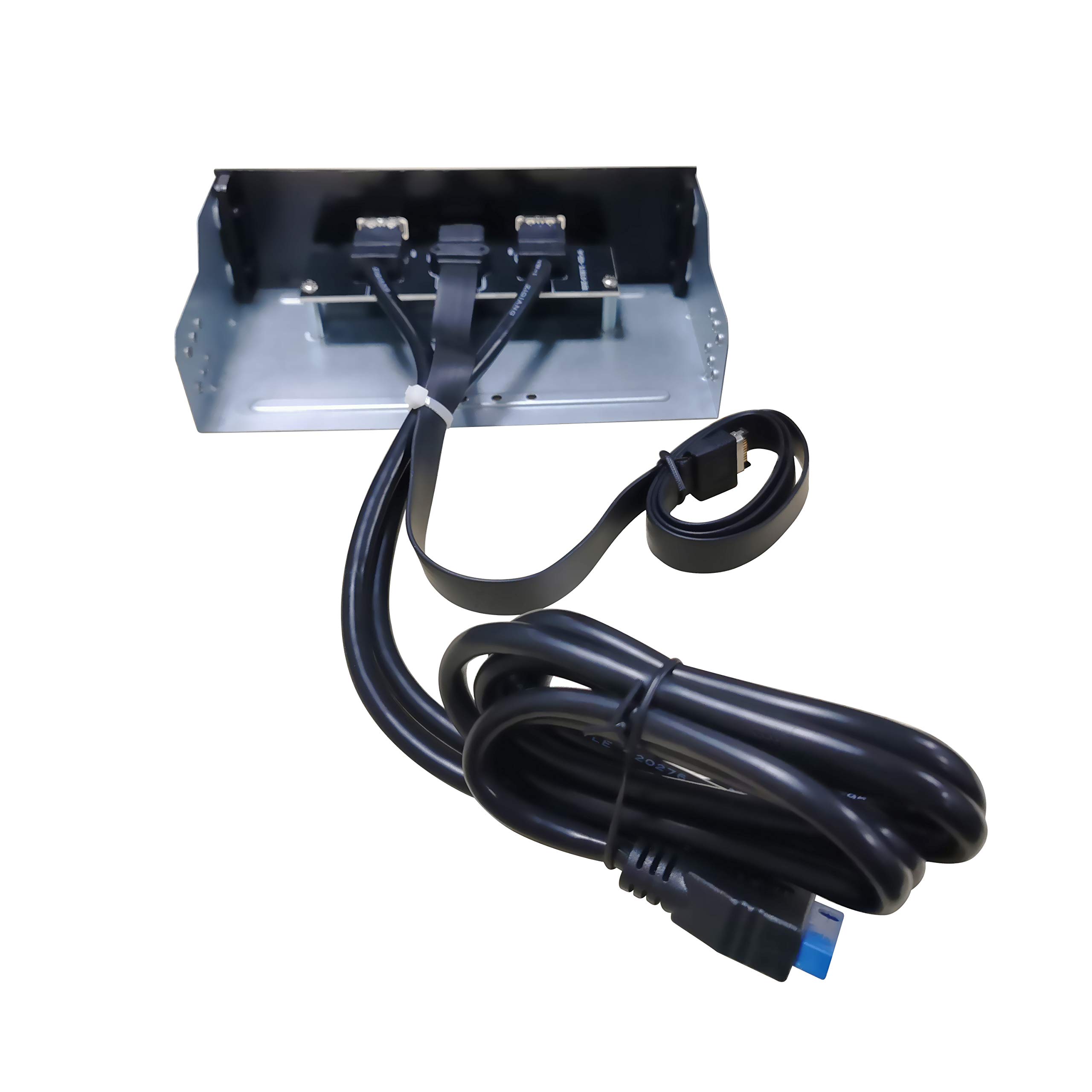 EZDIY-FAB 2-Port USB3.0 + USB3.1 Typ C GEN 2-5,25-Zoll-Frontblende USB-Hub [20-poliger Stecker- 73-cm-Kabel] Metallfront USB-Hub, USB3.1 Extender 10 Gbps Hochgeschwindigkeits-Datenübertragung