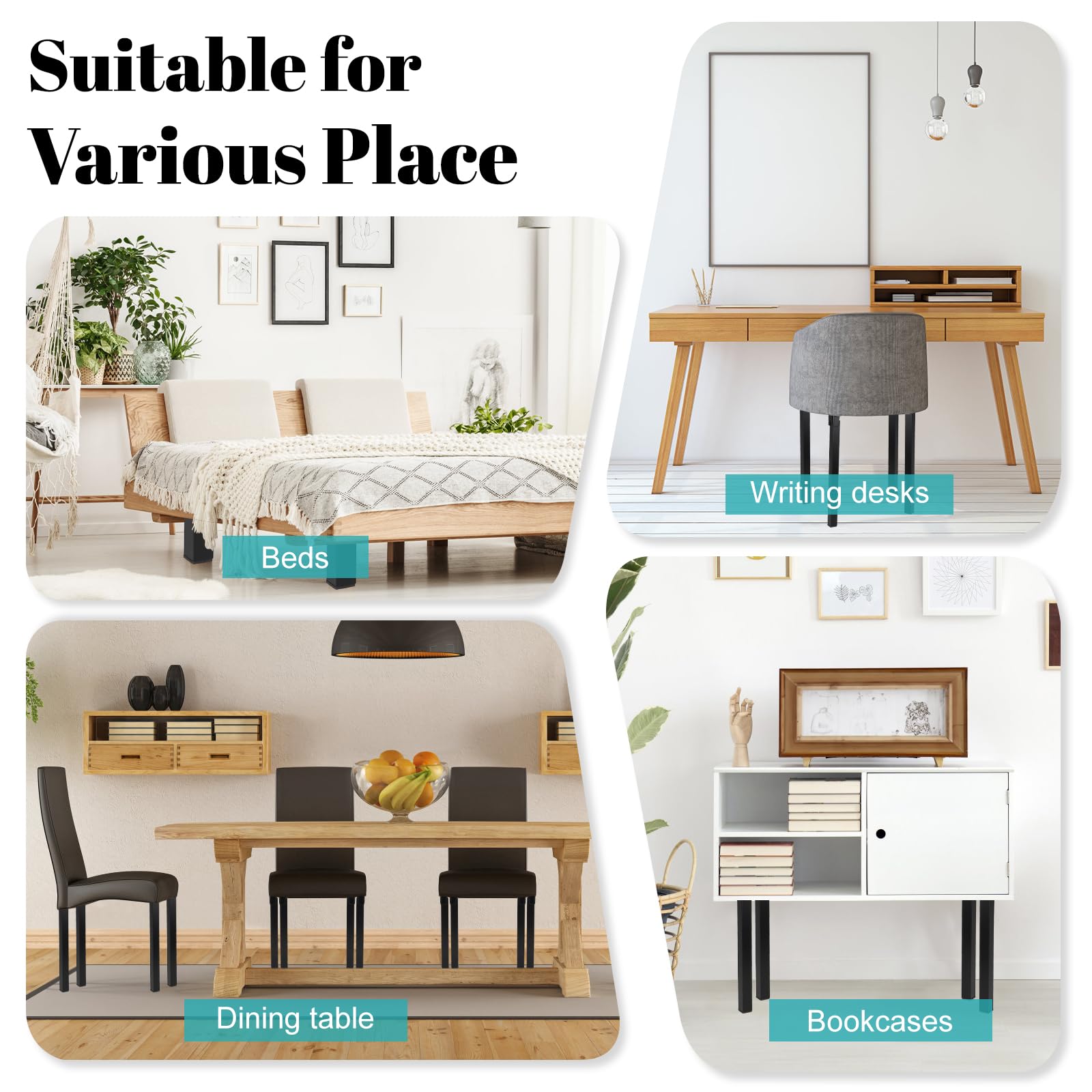 Set van 4 vierkante bedbodem poten, haquin eikenhout Am.Pm | La Redoute
