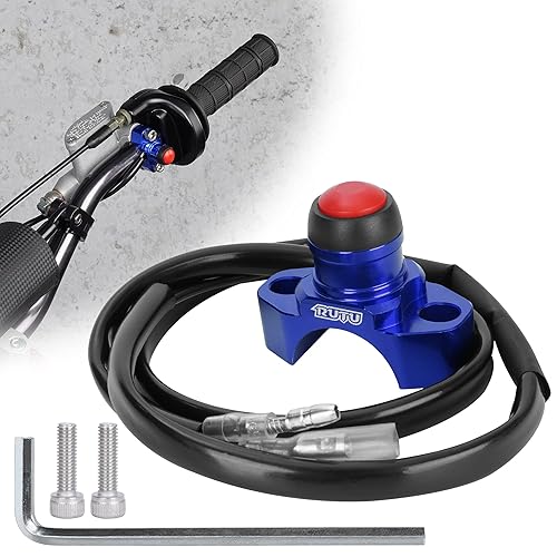 Miniatura 7 de Botón universal CNC de interruptor de parada de motor de motocicleta para motocicleta, ATV, Dirt Pit Bike, scooter, quad, etc. con manillar de 0.866