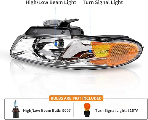 Miniatura 2 de DWVO Conjunto de faros delanteros compatible con Dodge Caravan/Grand Caravan 1996-1999 / Chrysler Town and Country 96-99/1996 1997 1998 1999