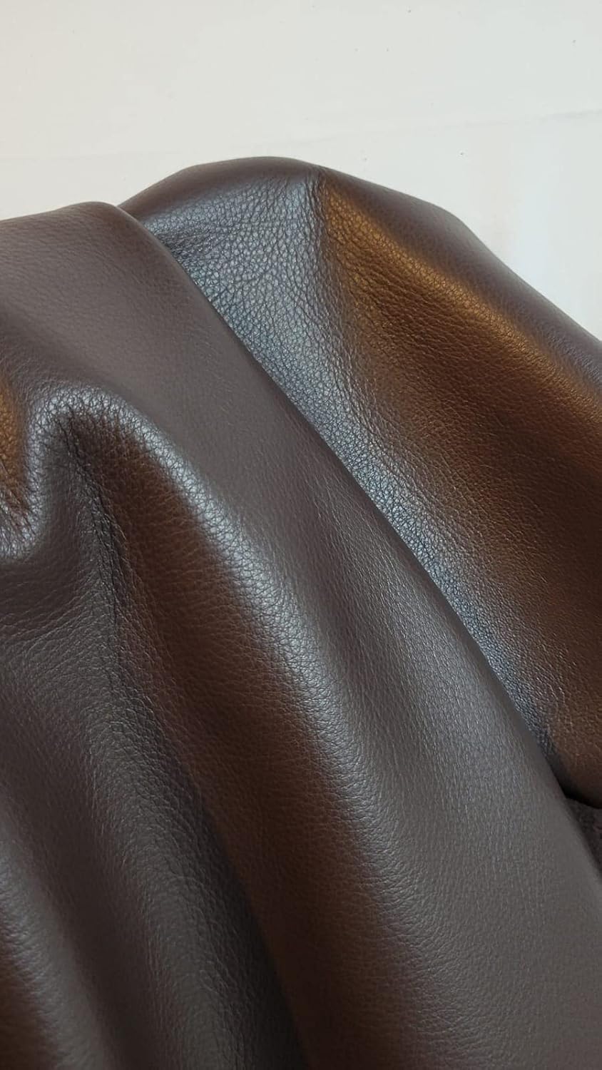 Dark Brown Cow Hide Leather Skins 20-24 SQ.FT. 2.0-2.5 OZ. Upholstery Bookbinding CHAP NAT Leathers (20-24 sq.ft)