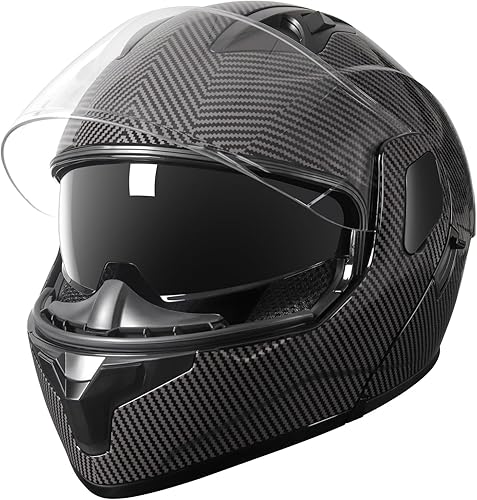Miniatura 2 de SPARK Casco modular con visera doble abatible para motocicleta, aprobado por DOT, de cara completa para adultos, hombres y mujeres (fibra de