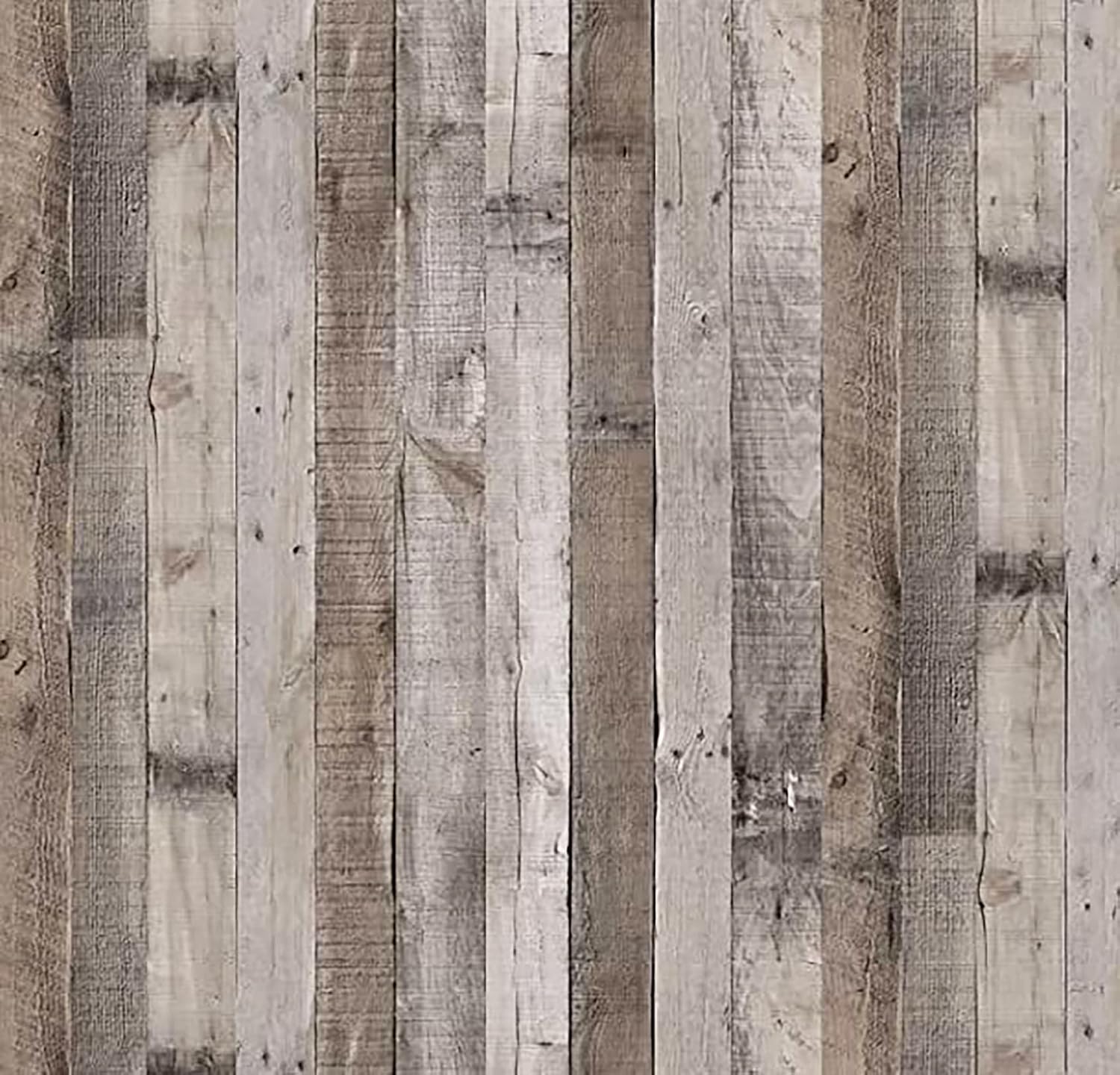 Hopeak Faux Wood Wallpaper, Peel and Stick Self-Adhesive Vinyl Decorative Wallpaper Removable 17.7 x 118 Inches, Light Gray