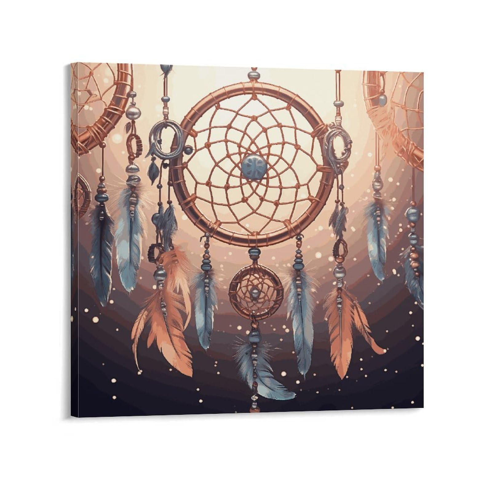 KLOPH Native American Dream Catcher Canvas Wall Art for Living Room 12x12inch Modern Artwork Painting for Bathroom Hanging Canvas Prints Aesthetic Wallart for Bedroom Kitchen Office Wall Decor