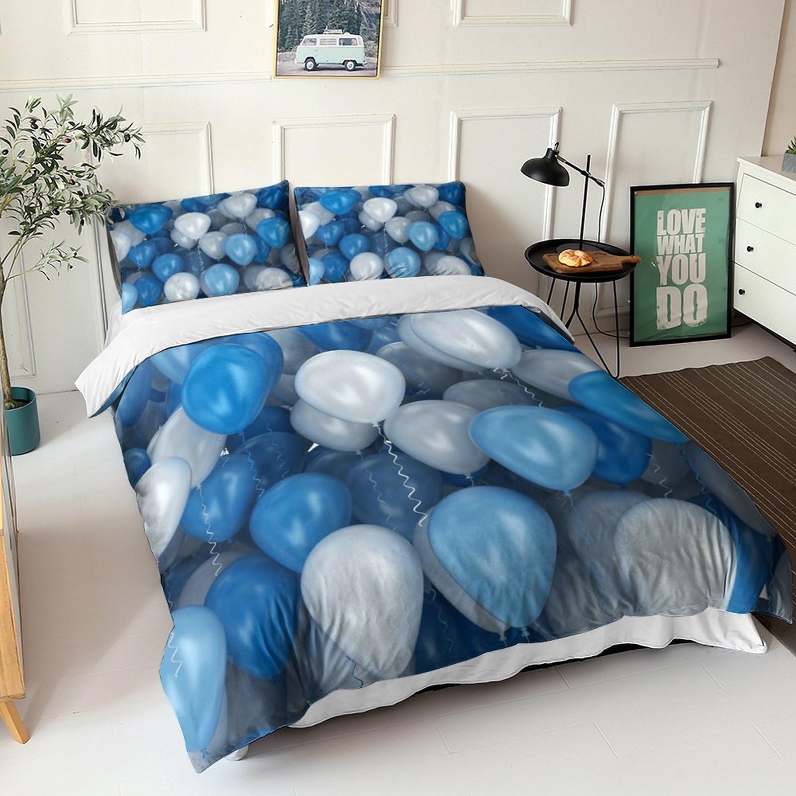 Housse de couette impression 3D montgolfière parure de lit grand lit pour chambre ado