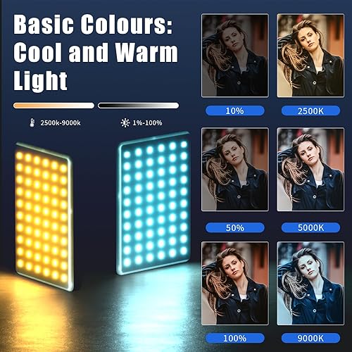Miniatura 4 de Luz RGB para selfie para teléfono, 90 luces LED para teléfono con CRI 95+ a todo color de 360 regulable 2500K-8500K, luz de video de 3000 mAh para