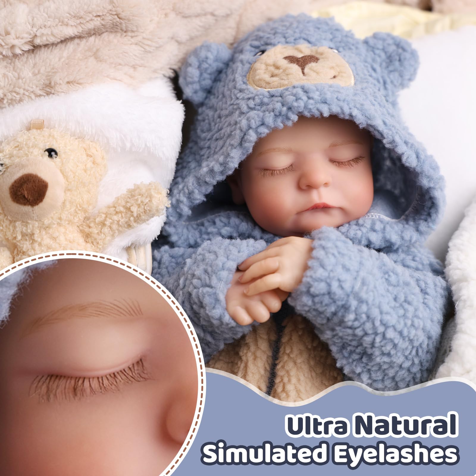JIZHI Reborn Puppe Junge - 20 Zoll Lebensecht Babypuppen Stoffkörper Augen Geschlossen - Realistisch Puppen mit Zubehör für Kinder ab 3 Jahren | Reborn-Puppe, Weichem Körper, Lebensechten, Offenen Augen, Inklusive Puppenzubehör