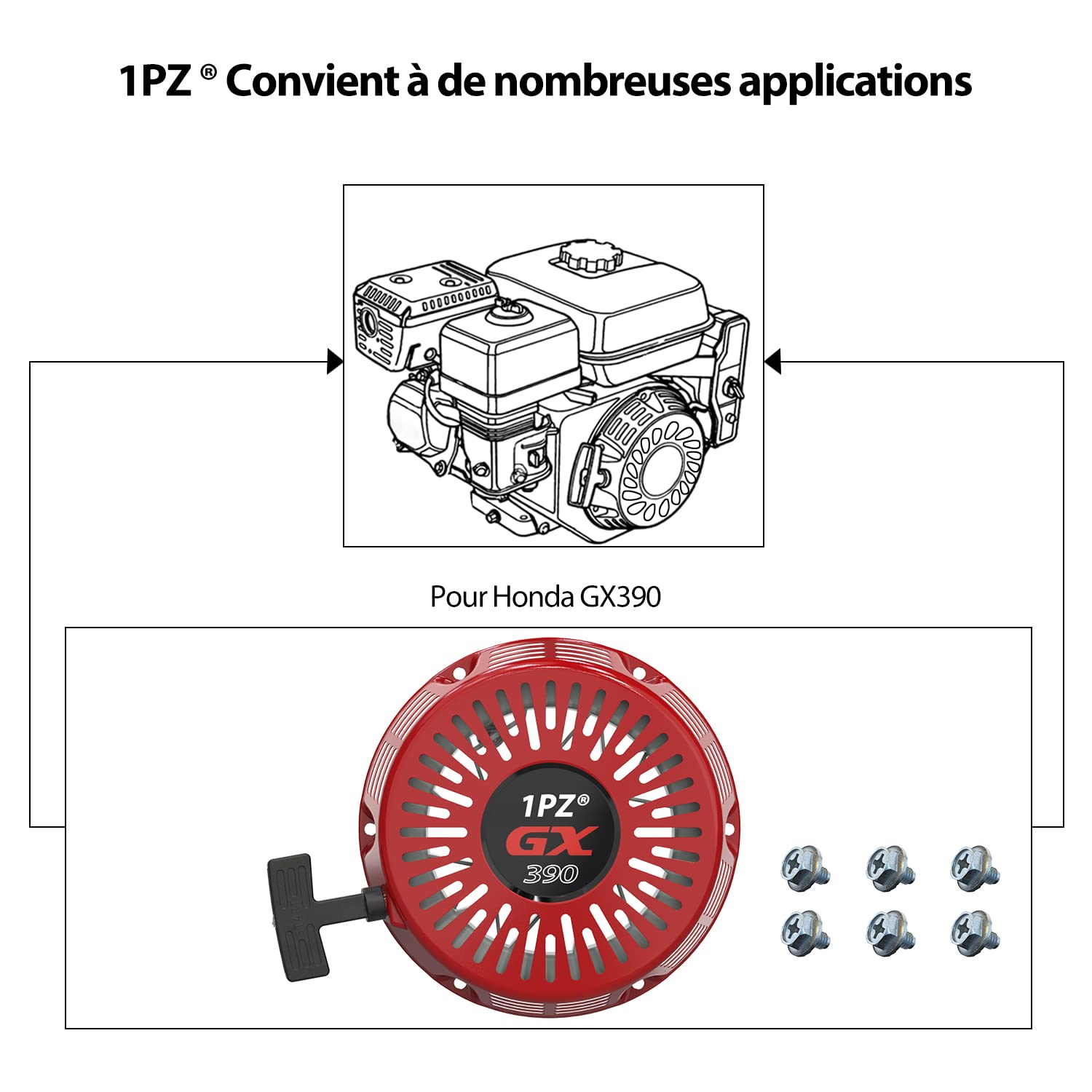 1PZ FPS-X39 Avviamento a strappo Recoil Starter Pull Start di ricambio per Honda GX340 GX390 GX610 GX620 188F 11hp 13hp 28400-ZEE3-W01ZA Generatore Motore Avviatore a tirare Avviamento a recupero