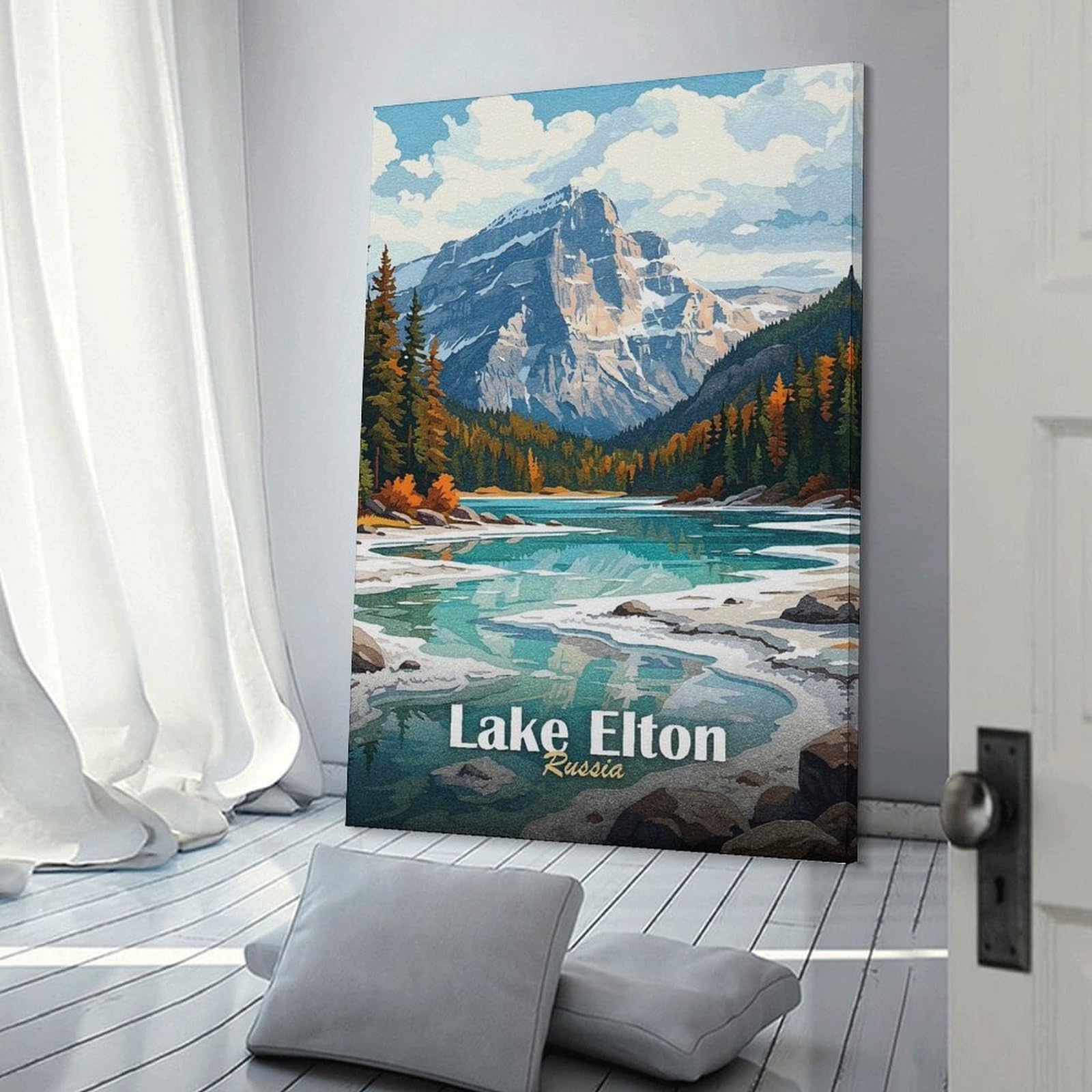 Junmoney Lake Elton, Russia Landscape Painting Decorative Canvas Print, 12x18inch(30x45cm), for Gallery Wall Decor And Room Displays, Wall Decor Suited to Curated Displays