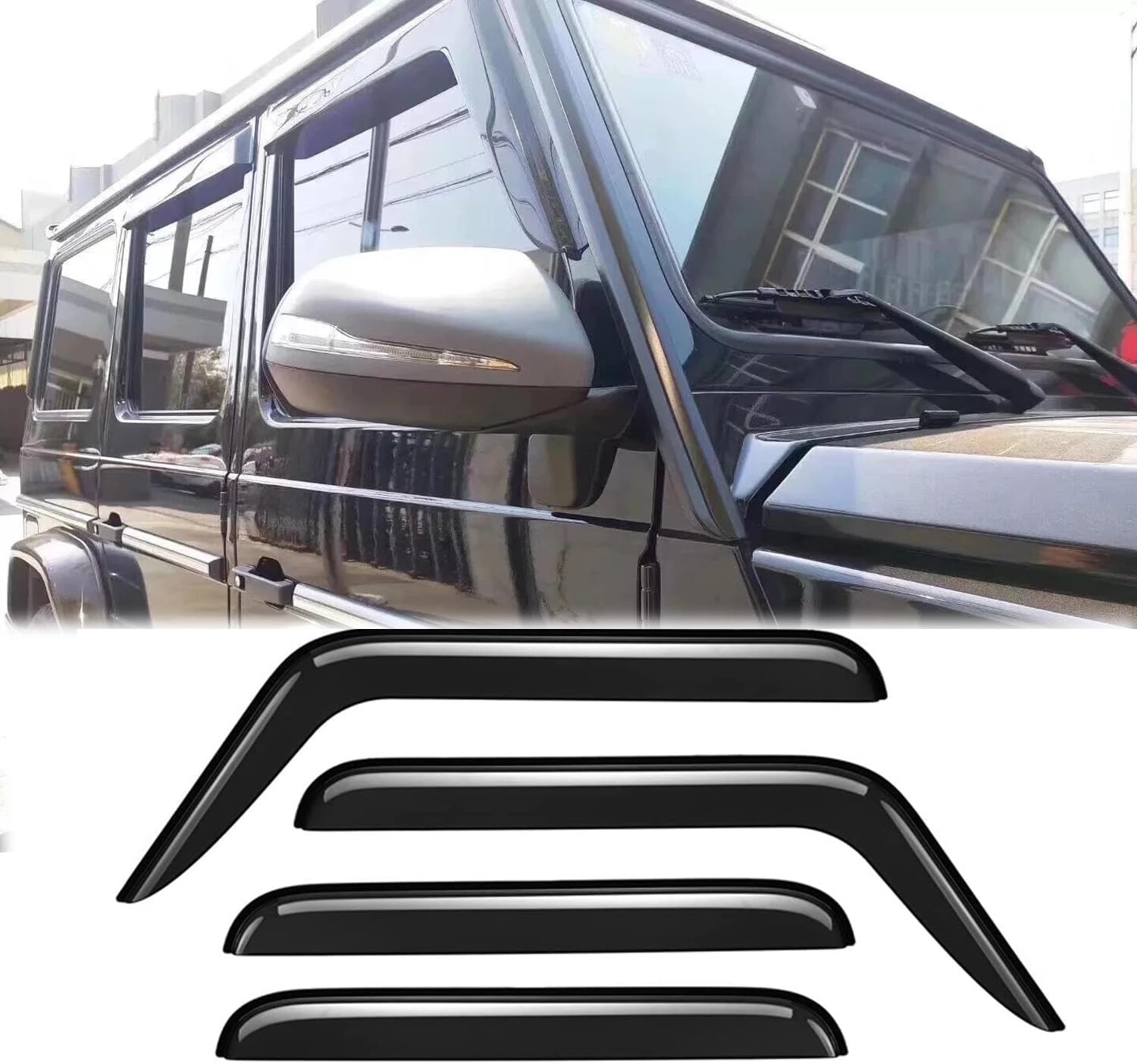 Rainproof Side Window Wind Deflectors for Benz E-Class W211 2003-2009 | Tape-on Sun Rain Guards, Stylish Car Window Visors & Vent Deflectors Installation Tape Included MB13