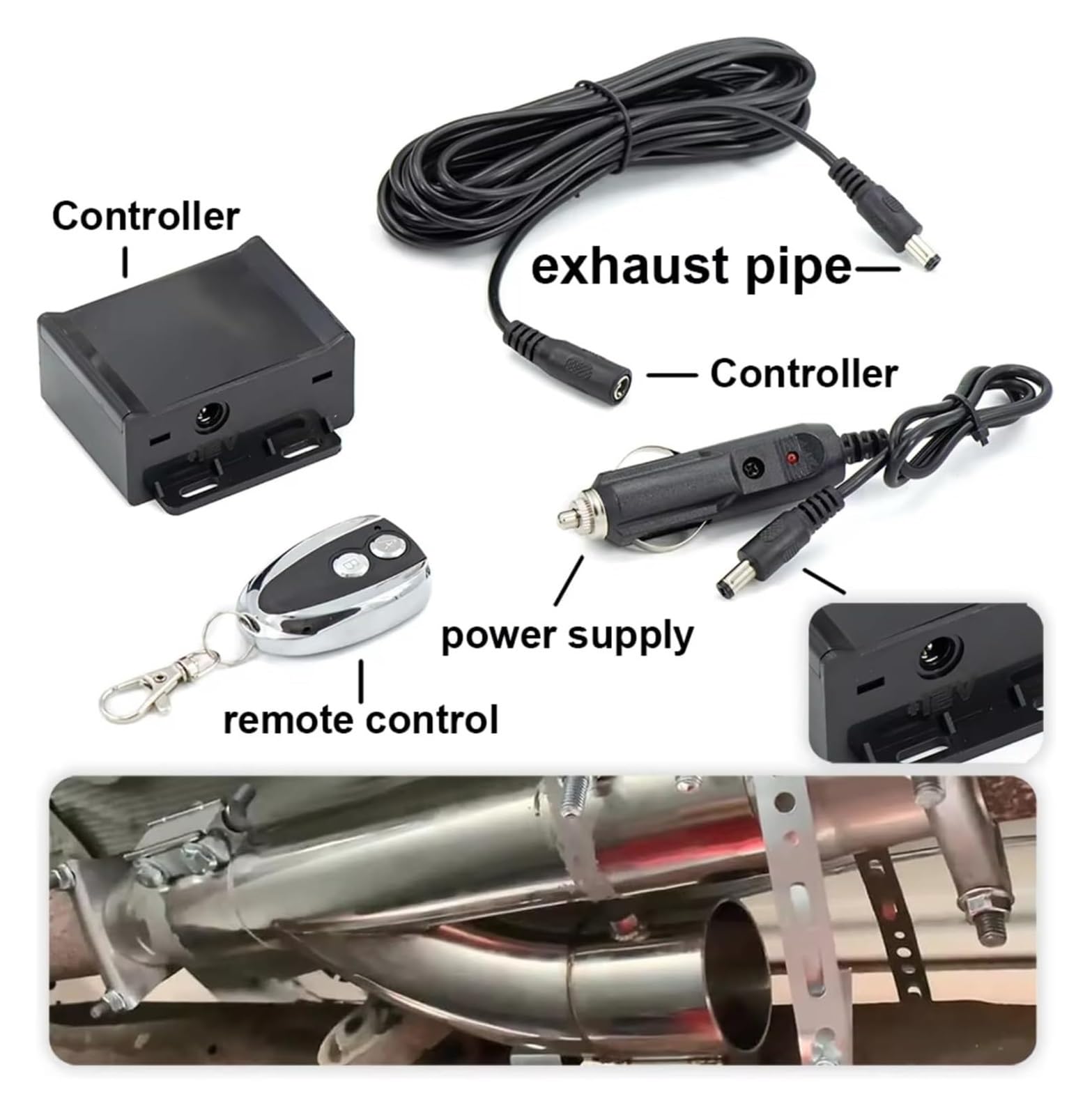 Auspuffblende Auto Endrohre 2,0/2,5/3 Zoll Edelstahl Doppelventilrohr Schalldämpfer Klappenauspuff Bypass Auspuffverkleidung Fallrohr Fernbedienung YTR 76 Mm(2inch(50mm))