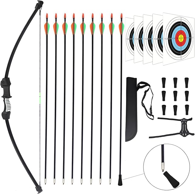 AUVIM 45" Bow and Arrow Set for Youth Kids Junior Beginner Bow Gift Outdoor Archery Set 18 Lb for Teen Outdoor Sports