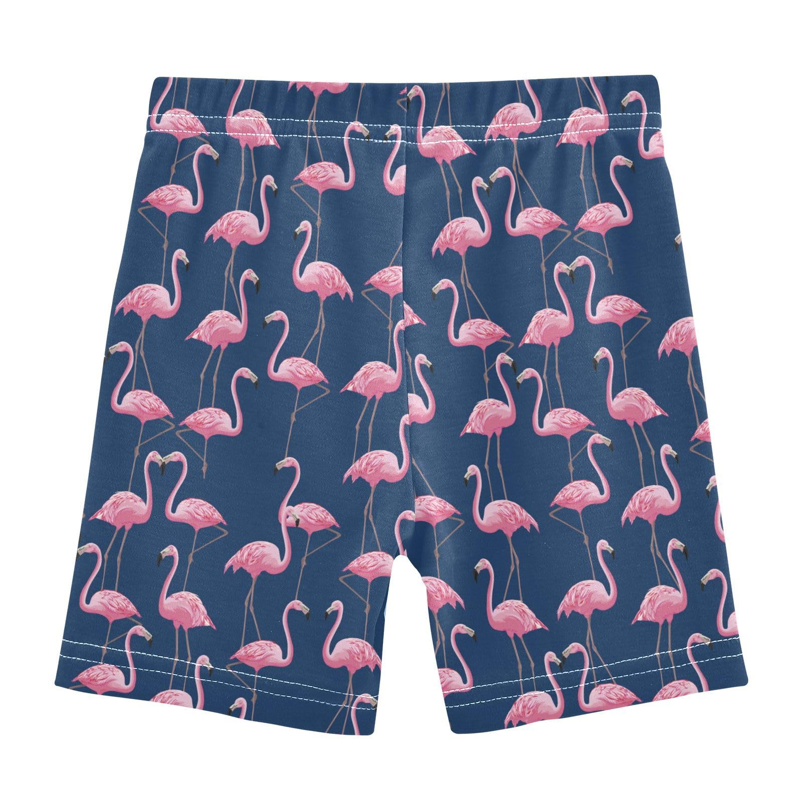 JHKKU Girls Flamingos Shorts Cotton Cartwheel Bike Kids Biker Under Dress Dance Short Girl Clothes 6T