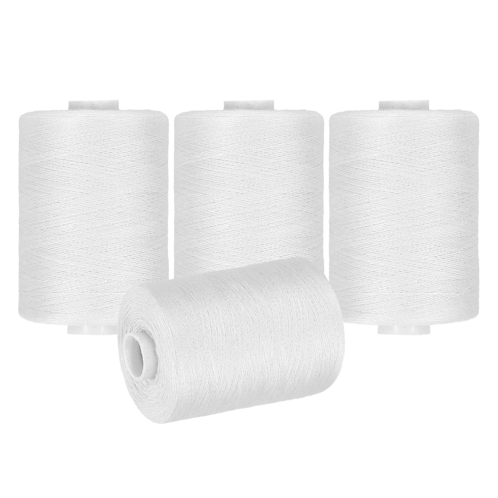 sourcing map 4 Spool Sewing Thread, White Polyester Thread Prewound Bobbins for Sewing Machine Hand Stitching Quilting Emergency DIY Projects, 1000 Yards/Spool
