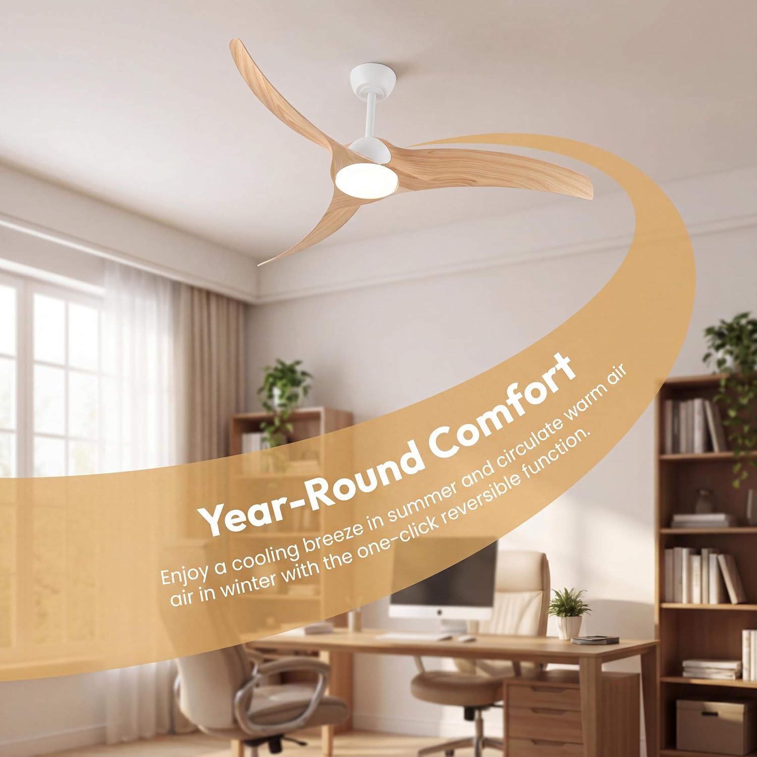 52 Inch Low Profile Ceiling Fan with Light, Flush-Mount Ceiling Fan with Remote, Quiet DC Motor, 3 Color Temperatures Dimmable LED, 3 Blade Modern Ceiling Fan for Bedroom, Living Room