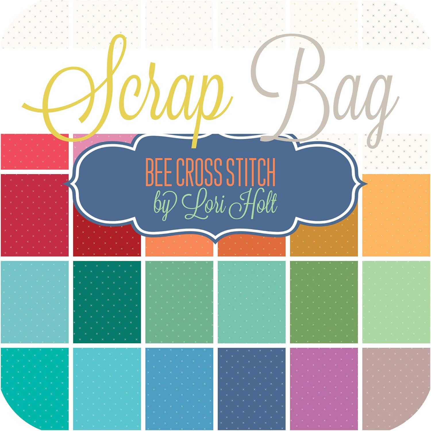 Bee Cross Stitch Scrap Bag (Approx 2 Yards) by Lori Holt for Riley Blake 2 Yards DIY Quilt Fabric