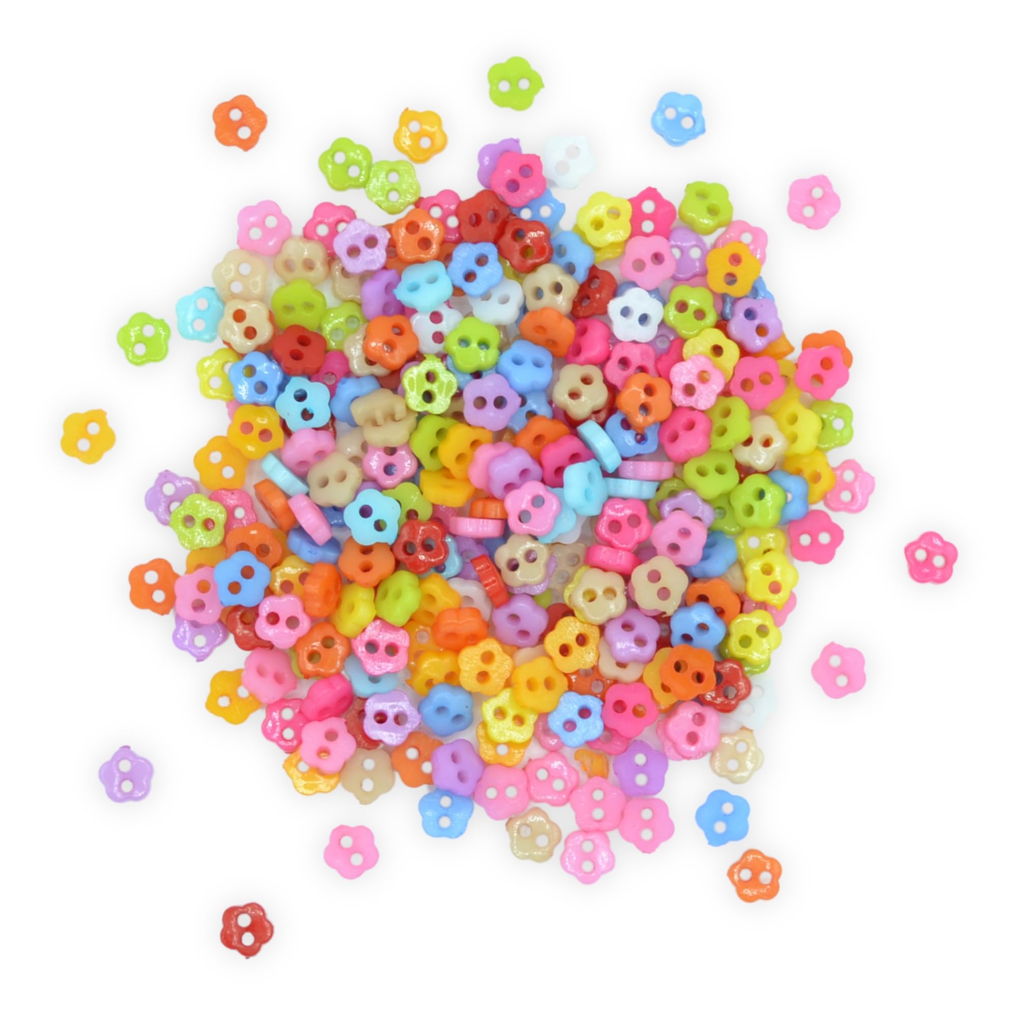 celloexpress 6mm Mini Doll Buttons for Dolls & Soft Toys Clothes - Assorted Colours & Designs (Pack of 2000, 6mm, Flowers - Mixed Colours) — image 1