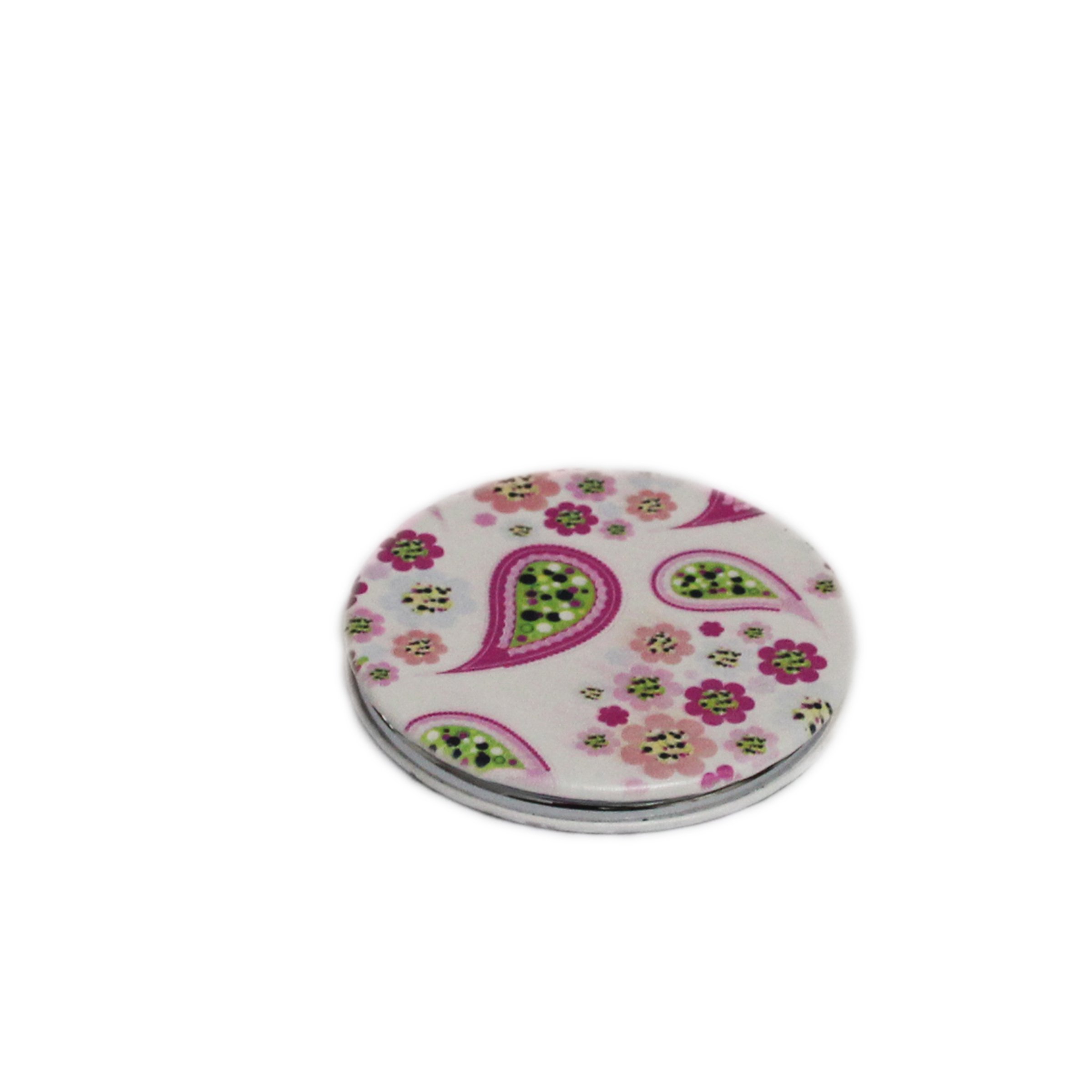 pink flamingo round dual magnification folding compact makeup mirror