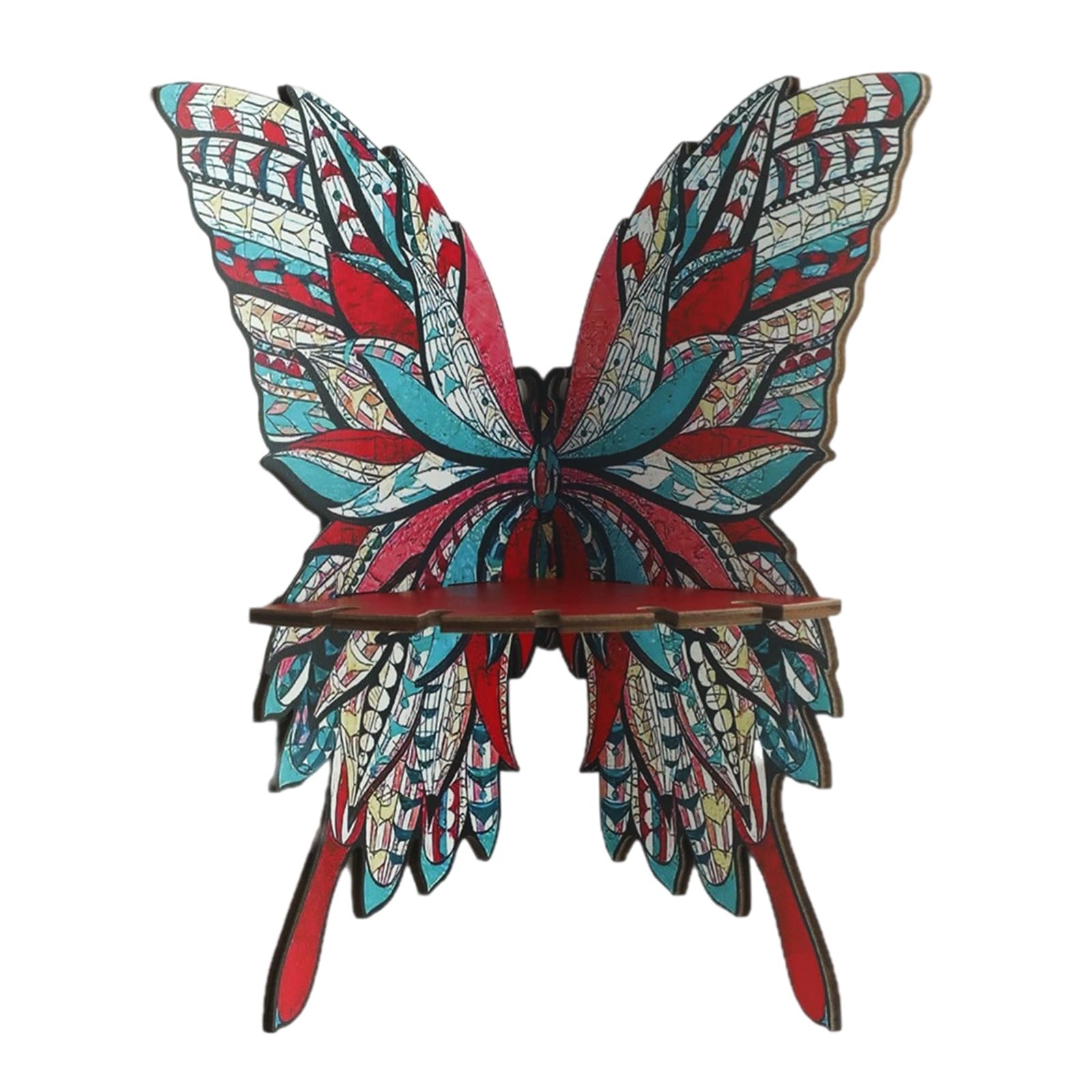TFAOYS Unique Butterfly Pattern Wooden Display Shelf with Crystal Storage for Jewelry and Small Deck Objects Easy Assembly Decorative Shelf