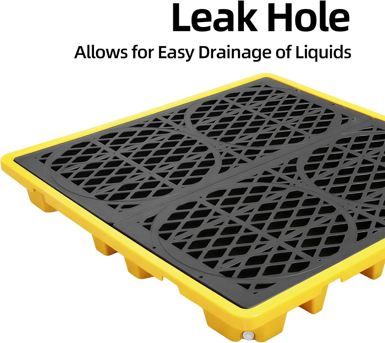 4-Drum Spill Containment Pallet | 51"x51"x6" Heavy-Duty Polyethylene Tray with Drain | Anti-Slip & Detachable Secondary Containment for Industrial 55-Gallon Storage