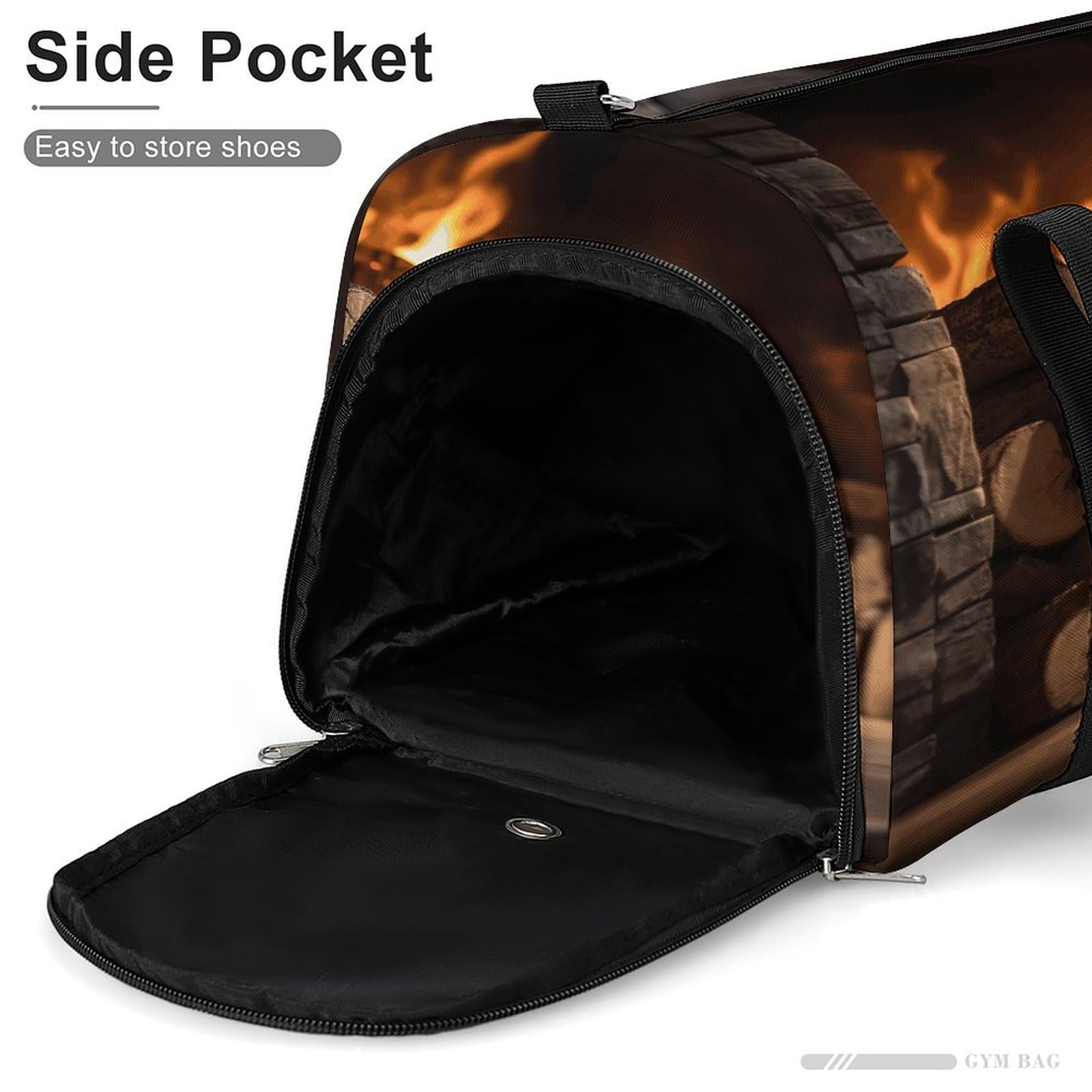 Turnbeutel für Damen und Herren, Holz auf Kamin, wiederverwendbar, Turnbeutel mit Schuhfach, Stil, Einheitsgröße, modern, Stil:, Einheitsgröße, Modern