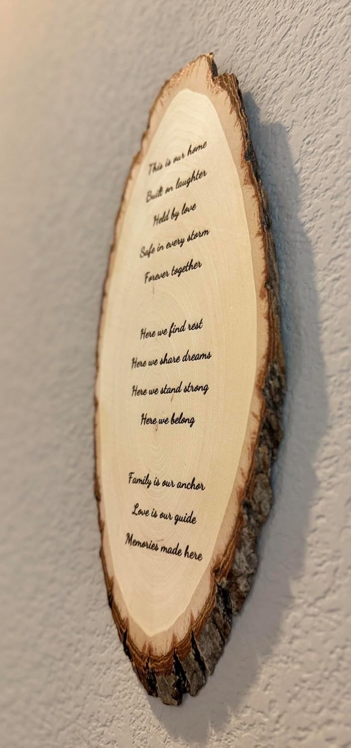 Custom Laser Engraved Wood Slice – Personalized Basswood Plaque with Your Message – Rustic Oval Wall Hanging Sign for Home Décor, Gifts, Weddings