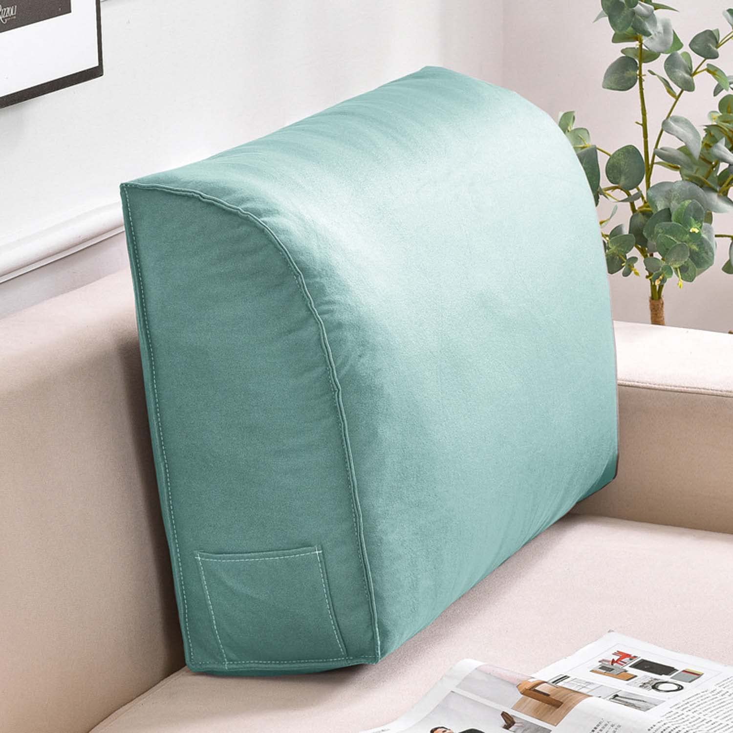 Almohada de apoyo de espalda de piel sintética impermeable, cojín de lectura suave, forma de cuña ergonómica para sofá de oficina, respaldo de posicionamiento lumbar, ideal para comodidad y apoyo